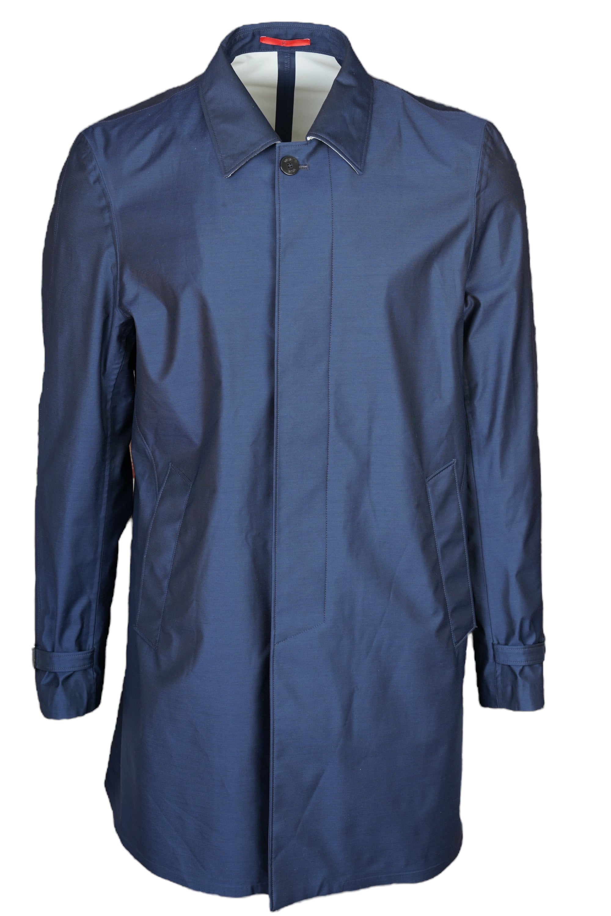 Isaia coat trench coat wool nylon blue