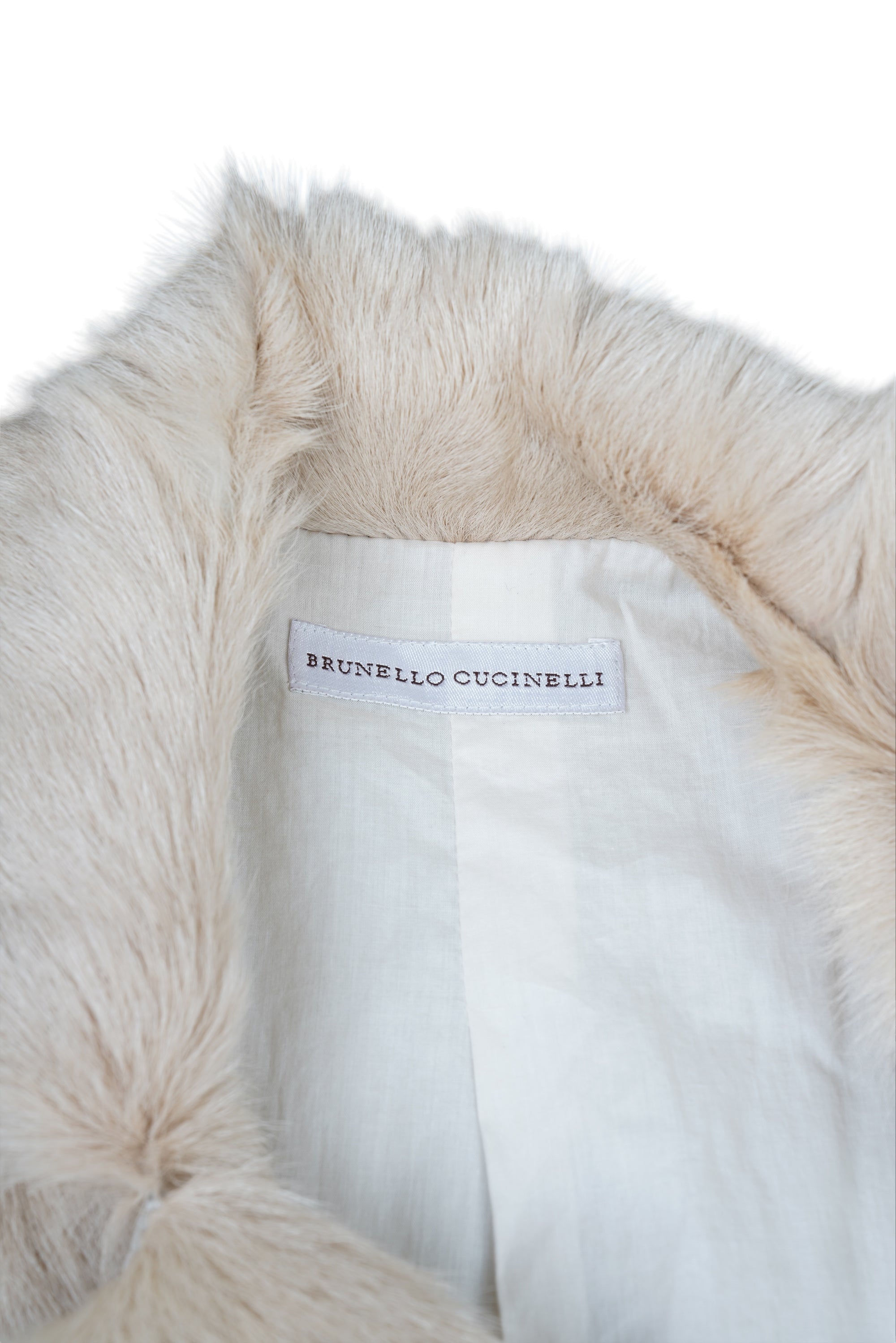 Brunello Cucinelli manteau de fourrure femme beige fourrure véritable