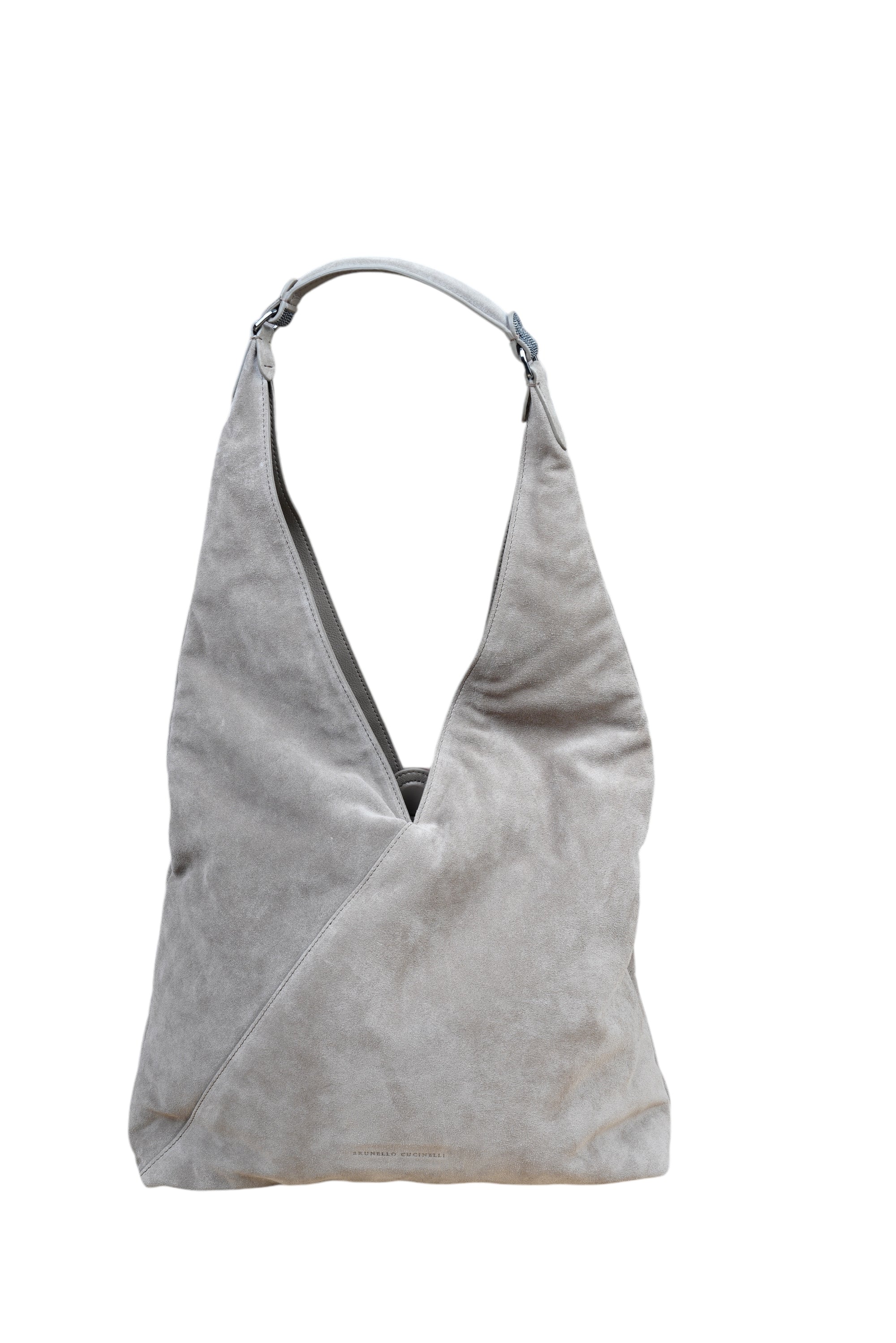 Brunello Cucinelli BC Duo hobo bag in sueded calfskin handbag with monili