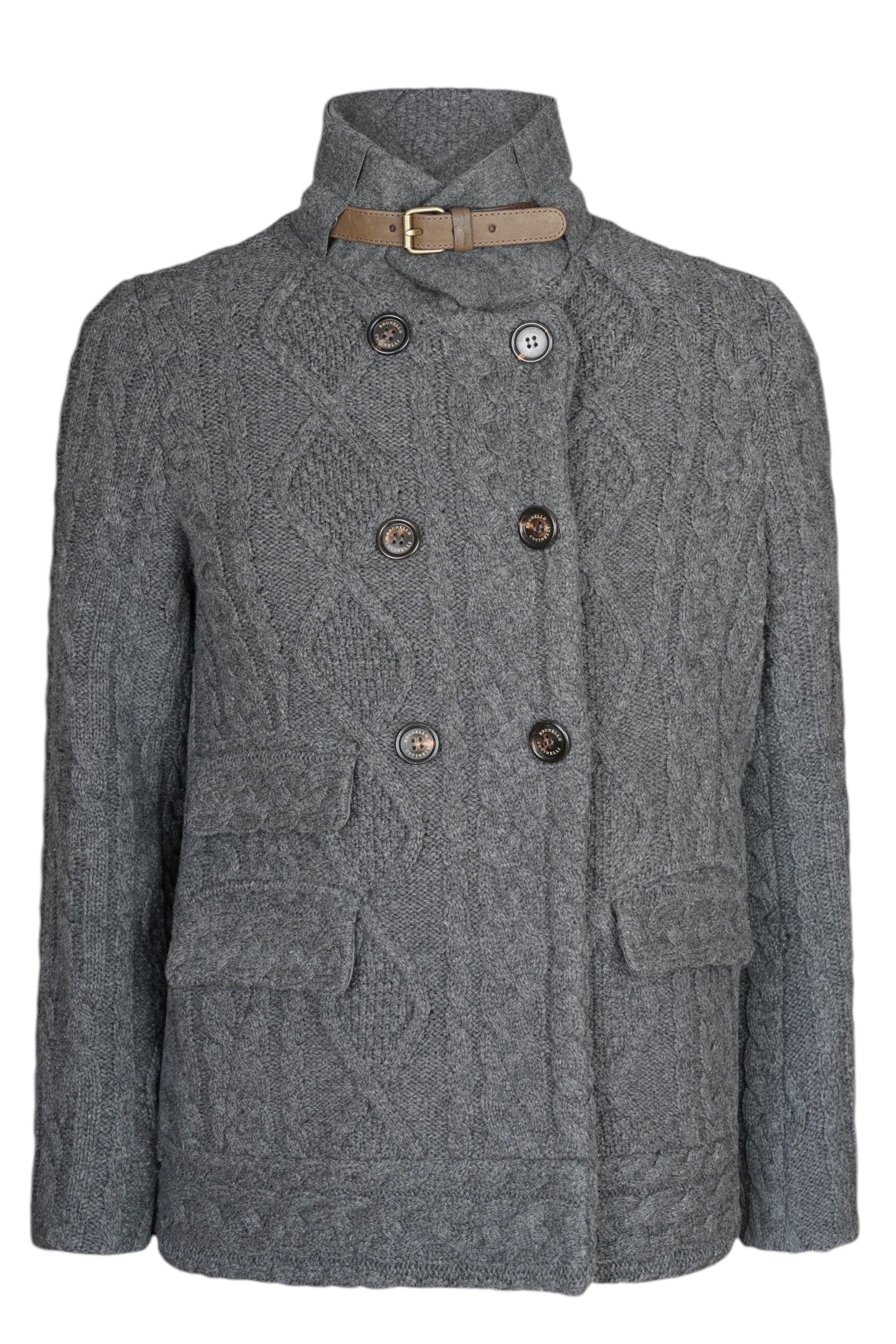 Brunello Cucinelli Caban Jacke Kurzmantel mit Kaschmir 42 (IT) (38/40 D) Damen Zopfstrick