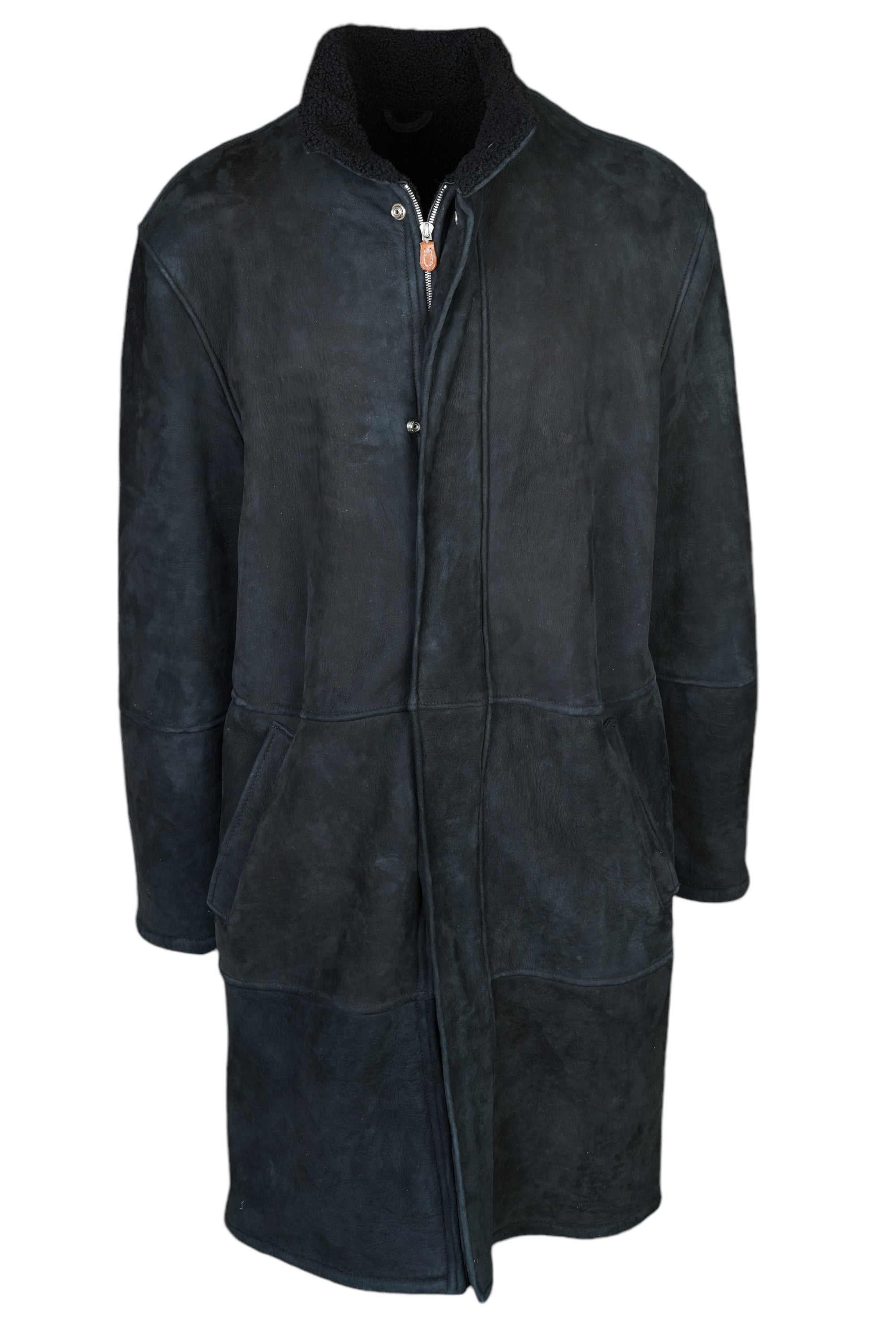 Kiton manteau cuir long 54 shearling doublé hommes