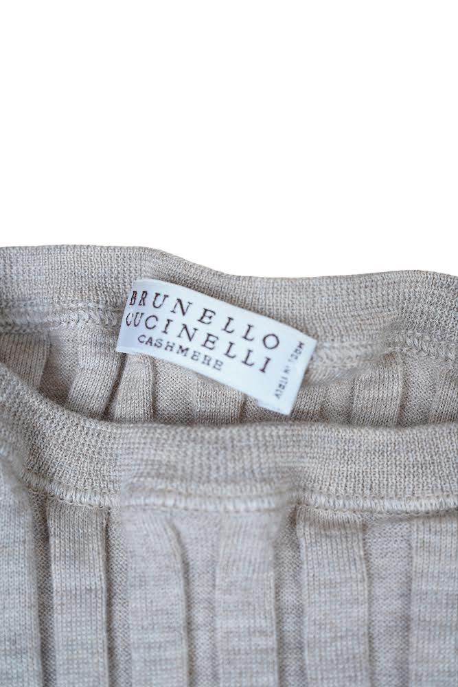 Brunello Cucinelli Leichter Damen Pullover aus Kaschmir und Seide Rundhals braun