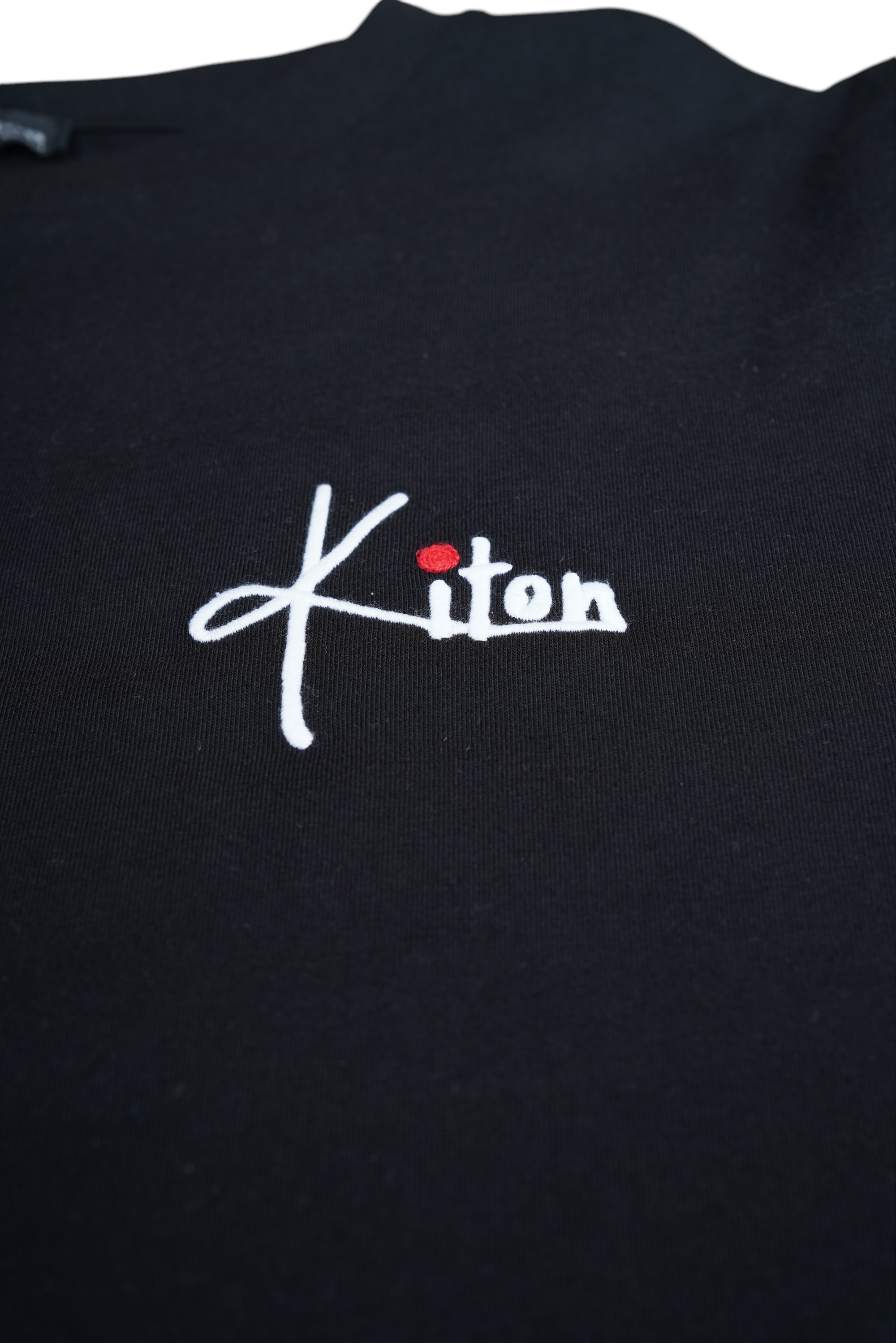 Kiton KNT T-shirt Bleu Coton brodé à la main