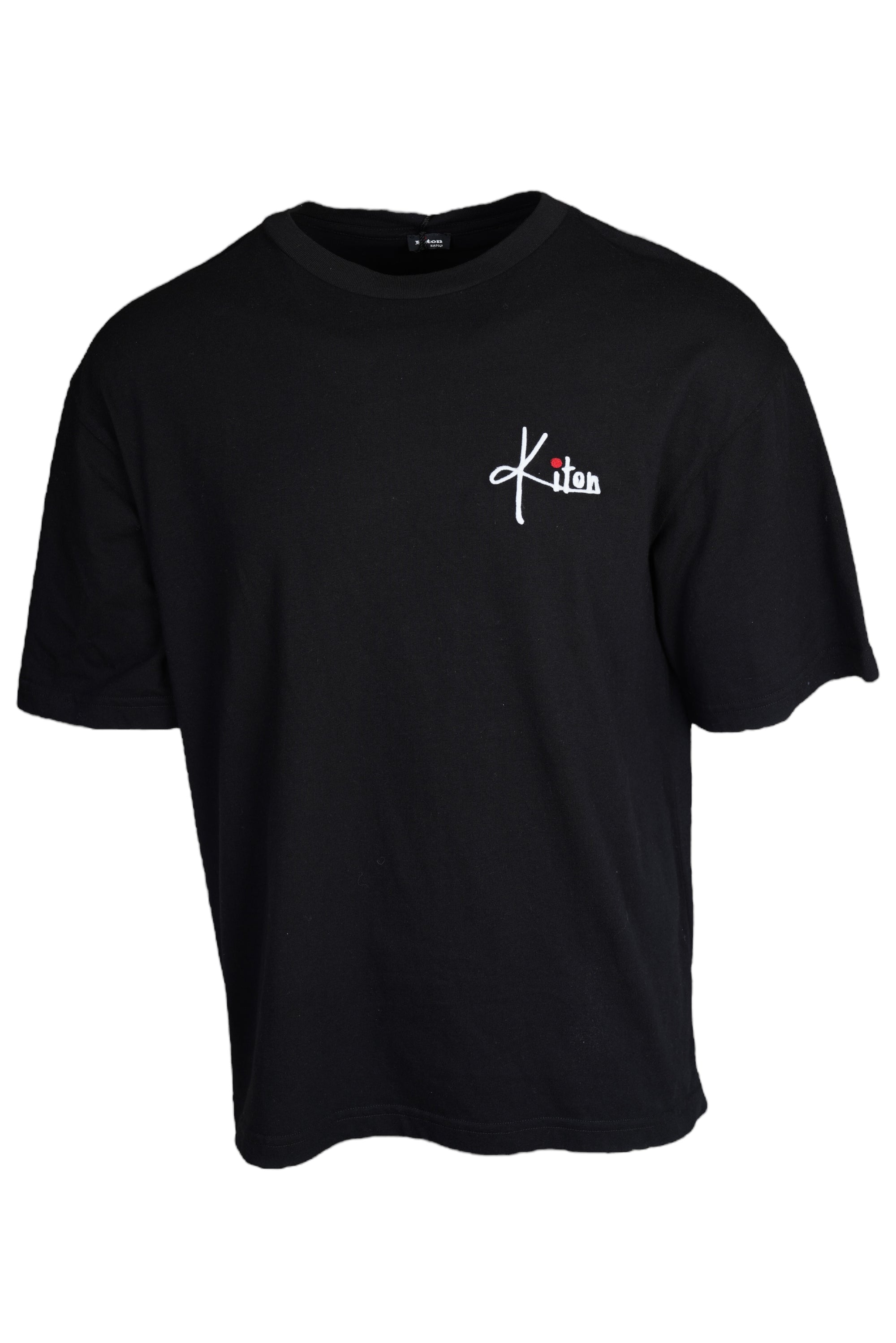 Kiton KNT T-shirt Bleu Coton brodé à la main