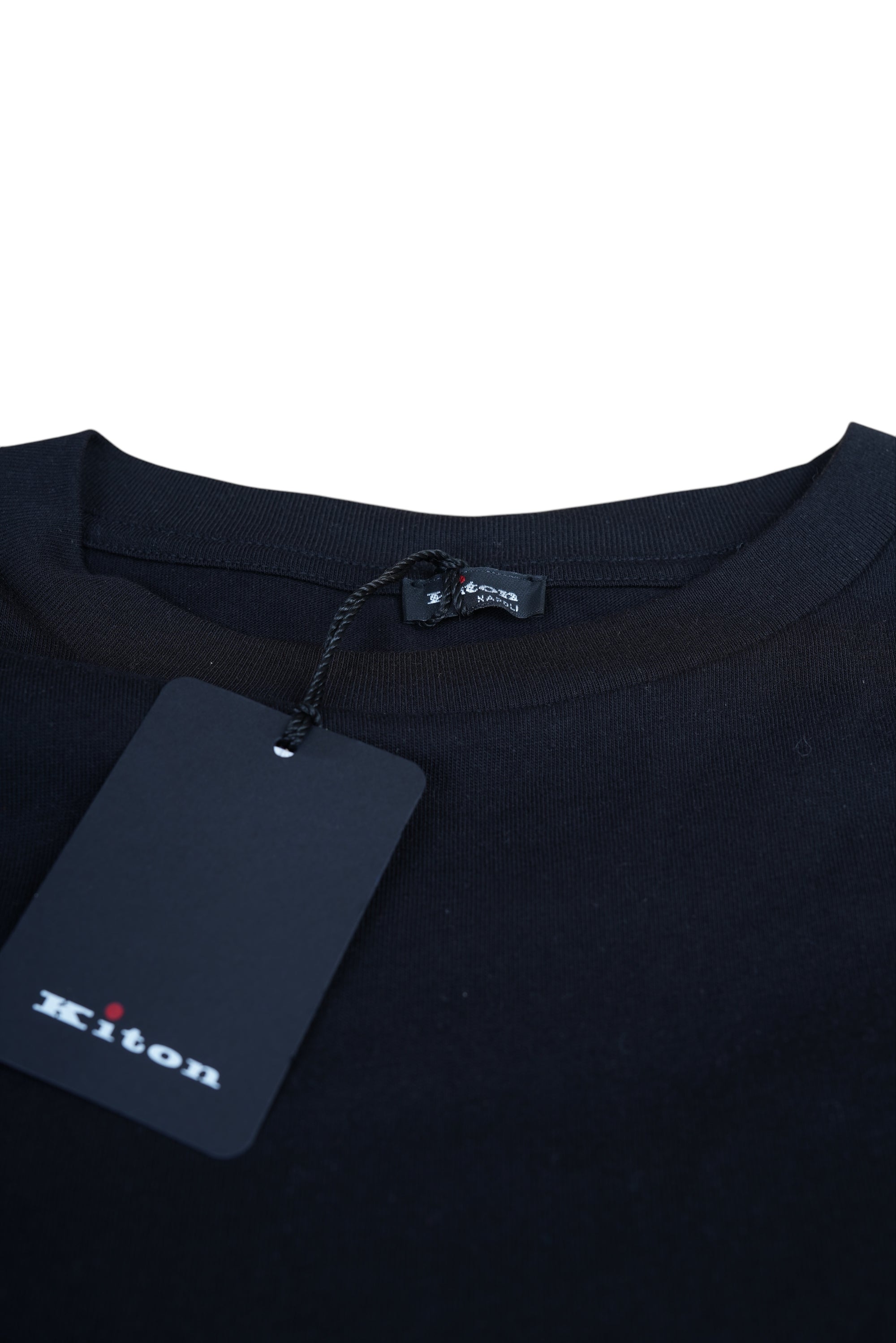Kiton KNT T-shirt Bleu Coton brodé à la main