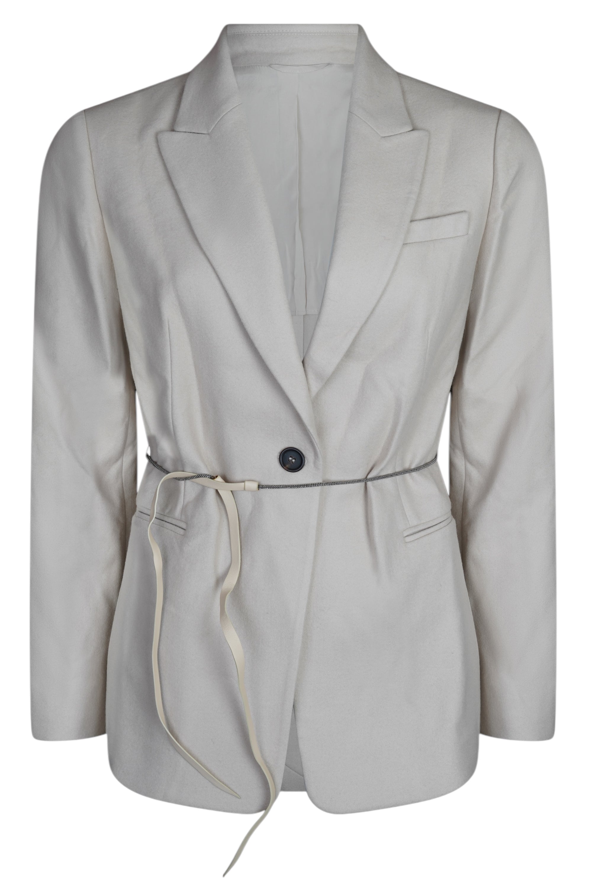 Brunello Cucinelli Manteau Cachemire Femme Marron Incrustation de soie