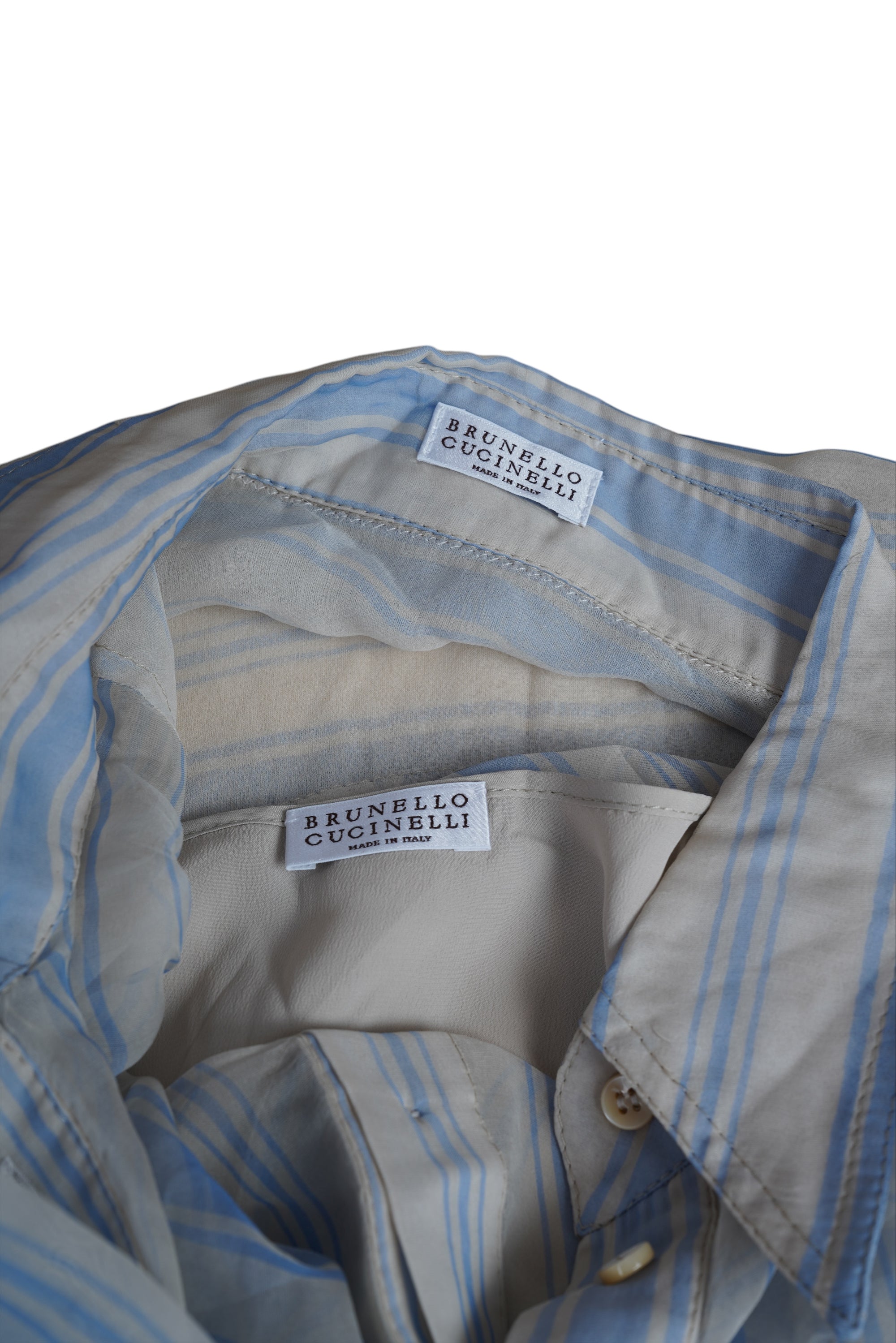 Brunello Cucinelli sommerliches Kleid aus Crispy Seide mit Unterkleid Hemdblusenkleid Monli Detail