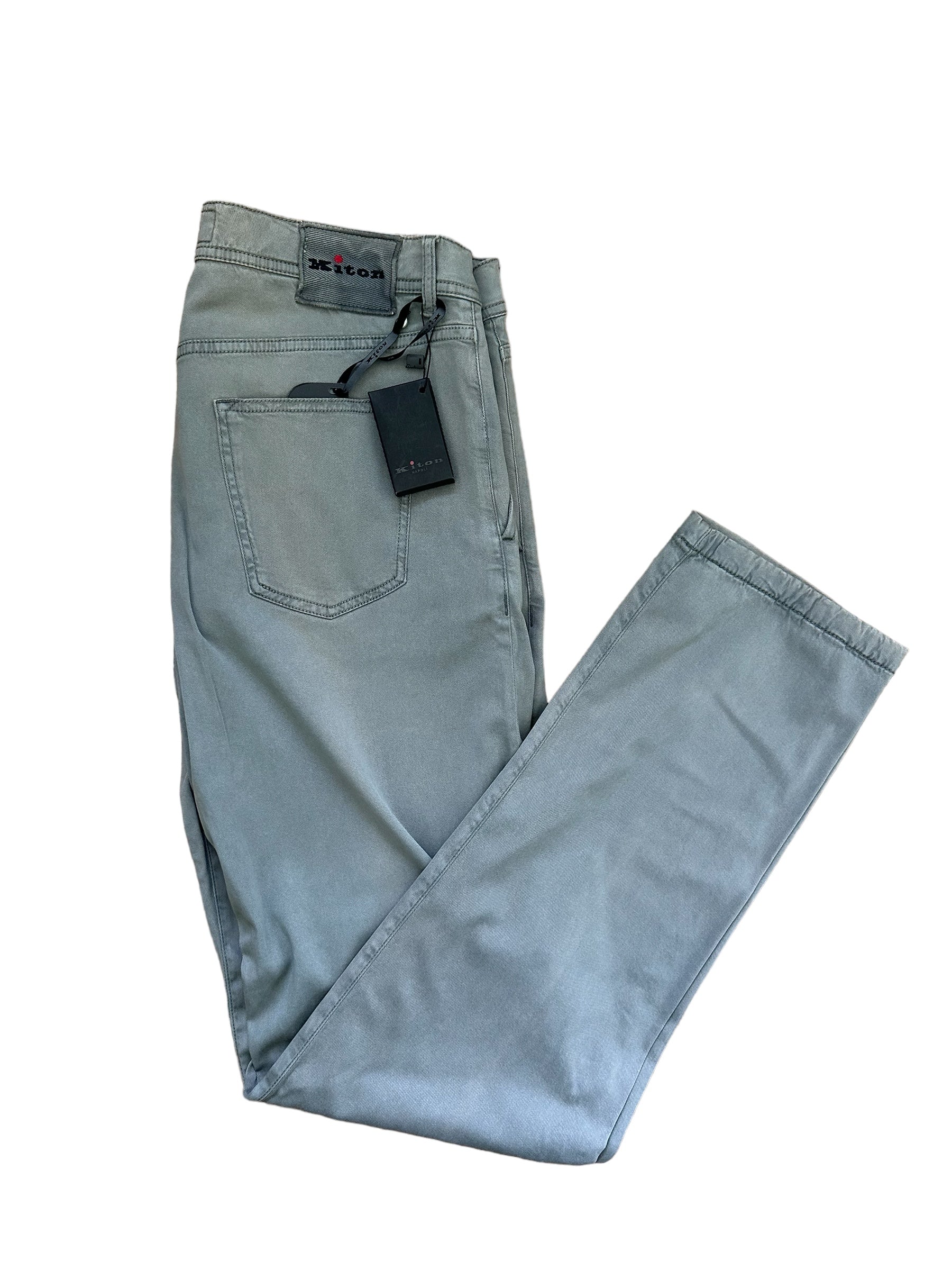 Kiton Chino pantalon Lycocell 38 Art. 10040 gris Nouveau
