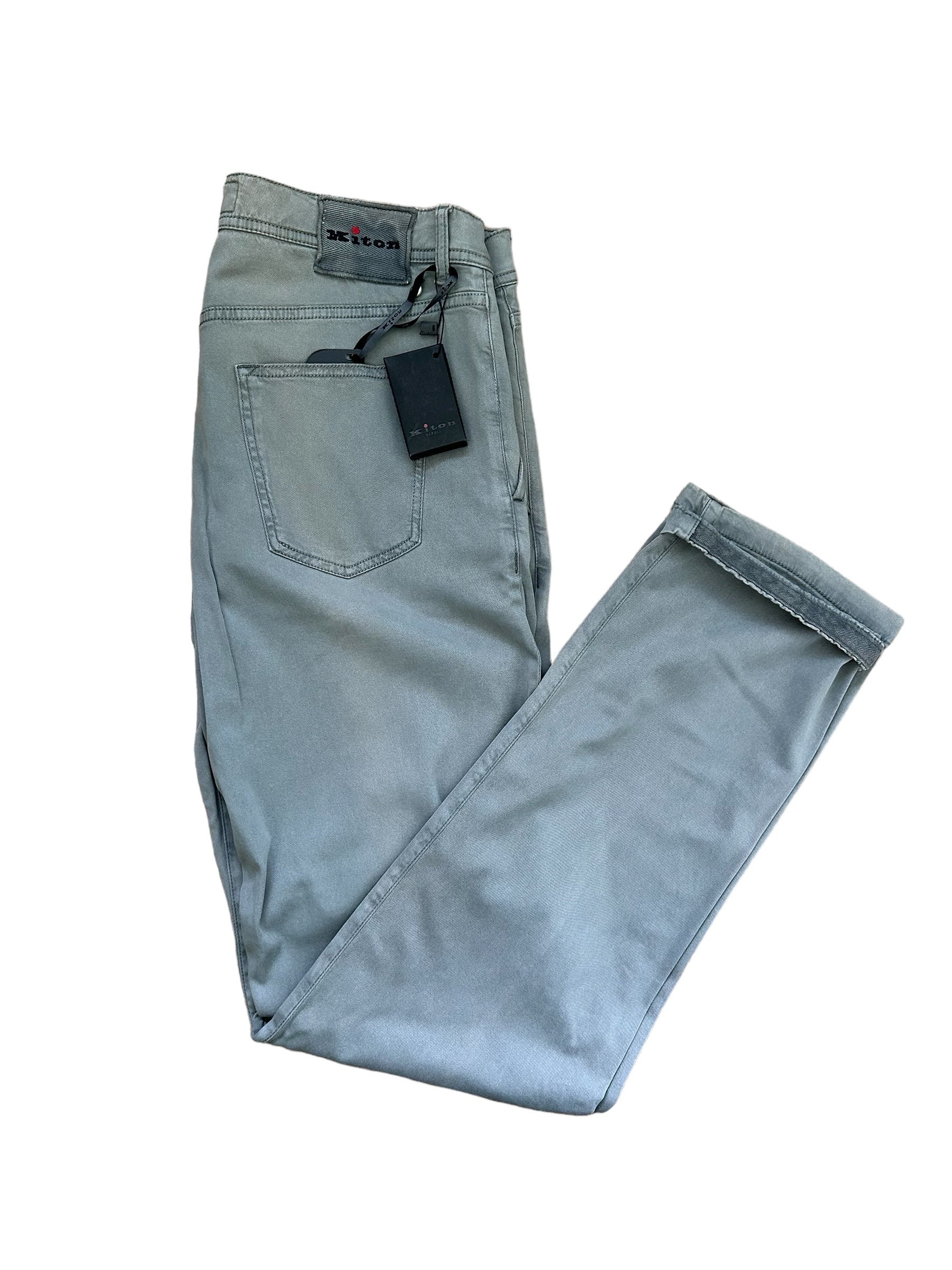 Kiton Chino pantalon Lycocell 38 Art. 10040 gris Nouveau