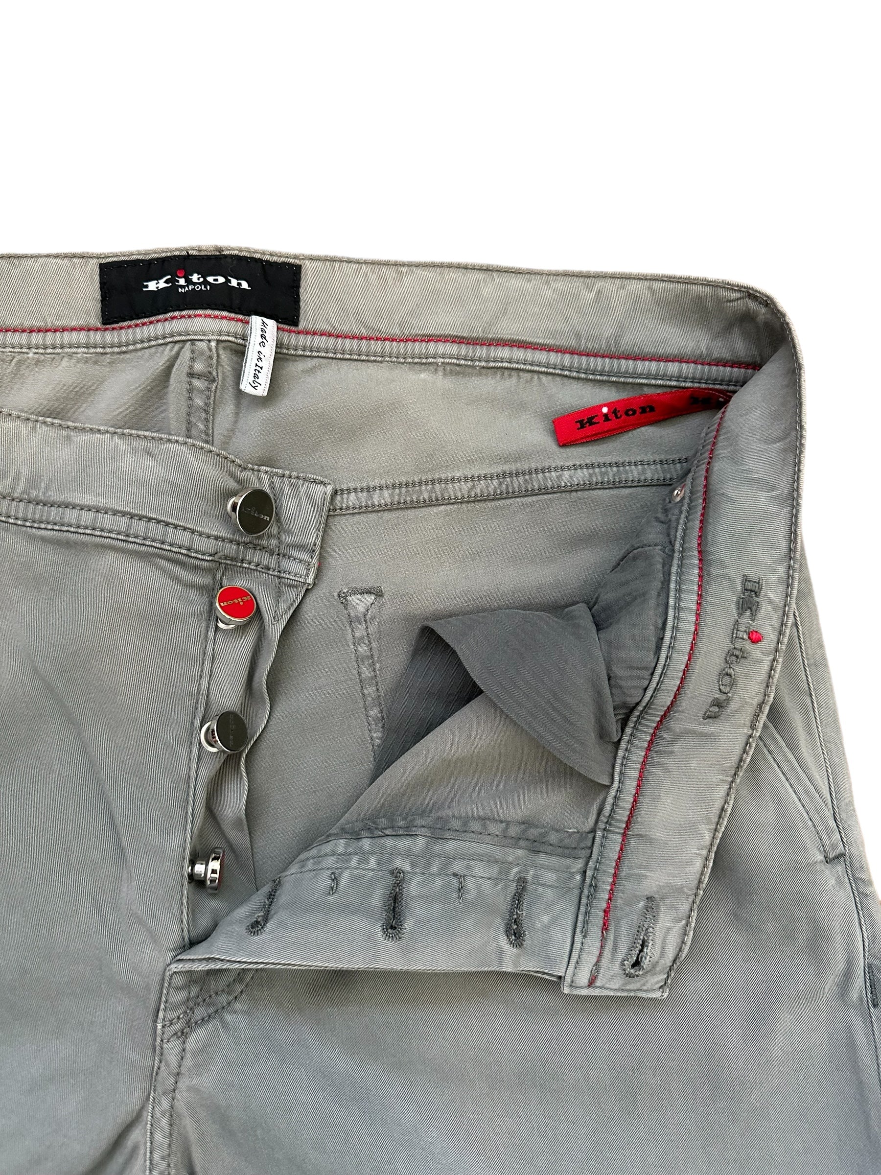 Kiton Chino pantalon Lycocell 38 Art. 10040 gris Nouveau