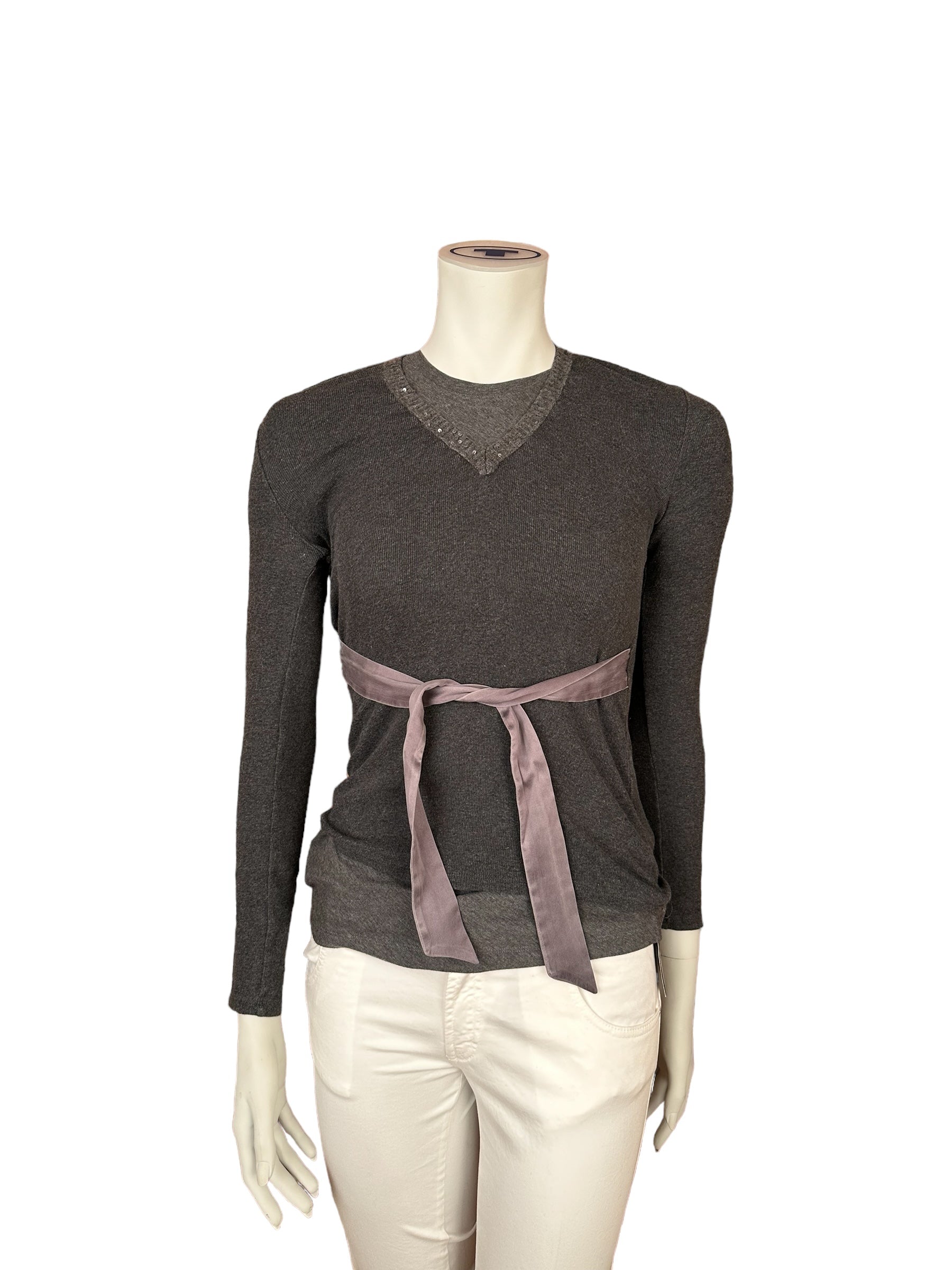 Brunello Cucinelli Pull long top à paillettes, cachemire et soie