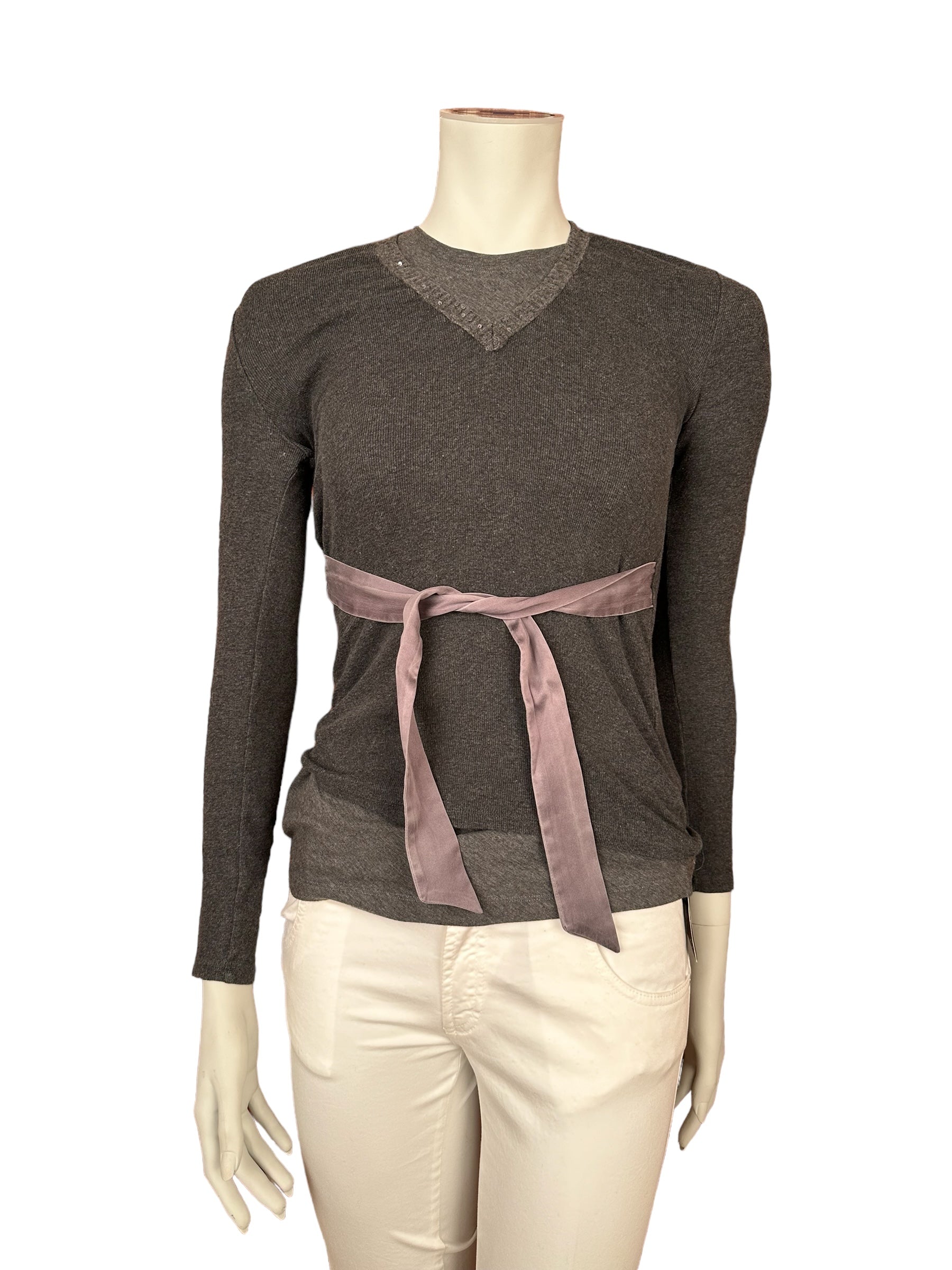 Brunello Cucinelli Pull long top à paillettes, cachemire et soie