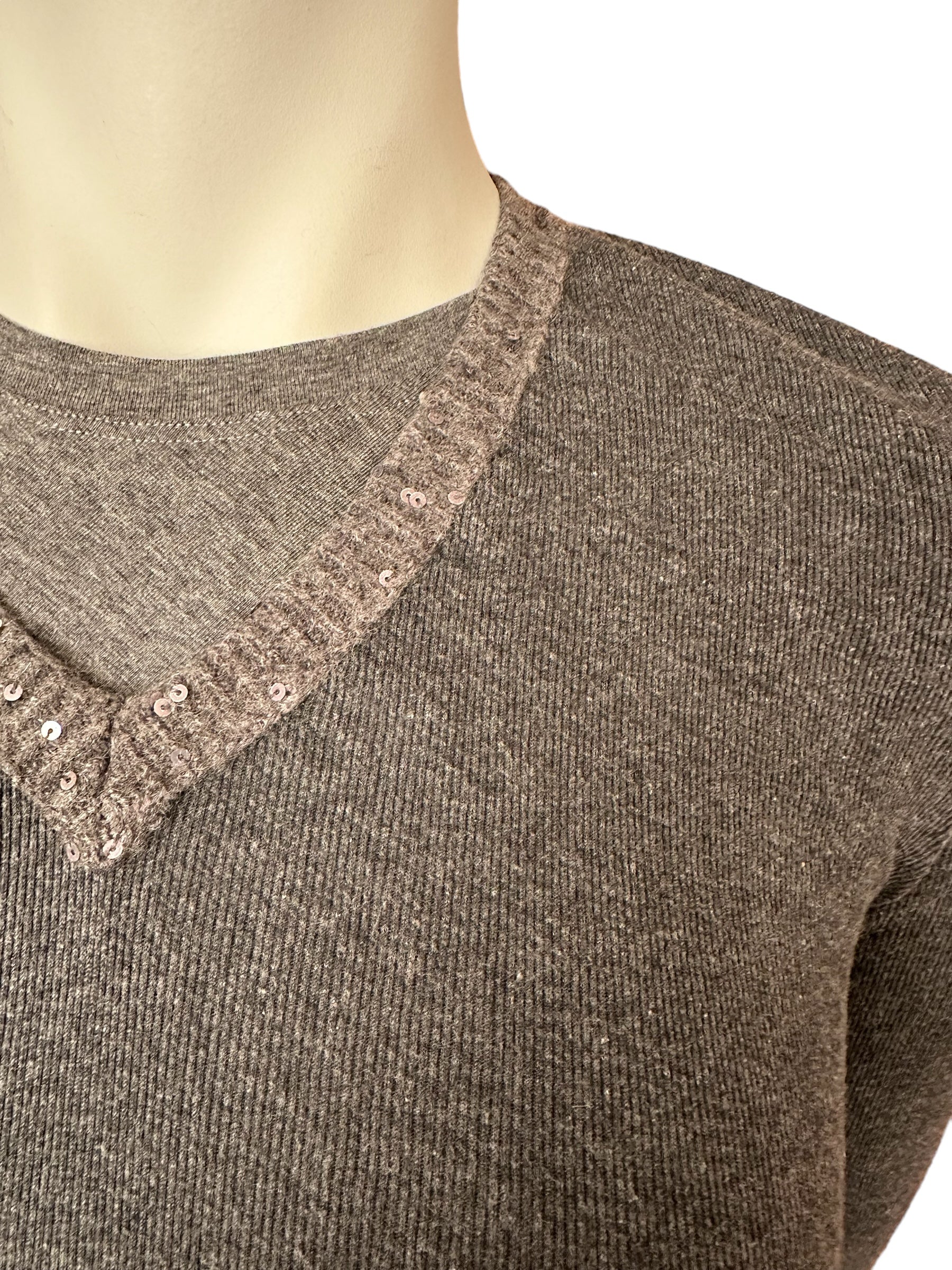Brunello Cucinelli Pull long top à paillettes, cachemire et soie
