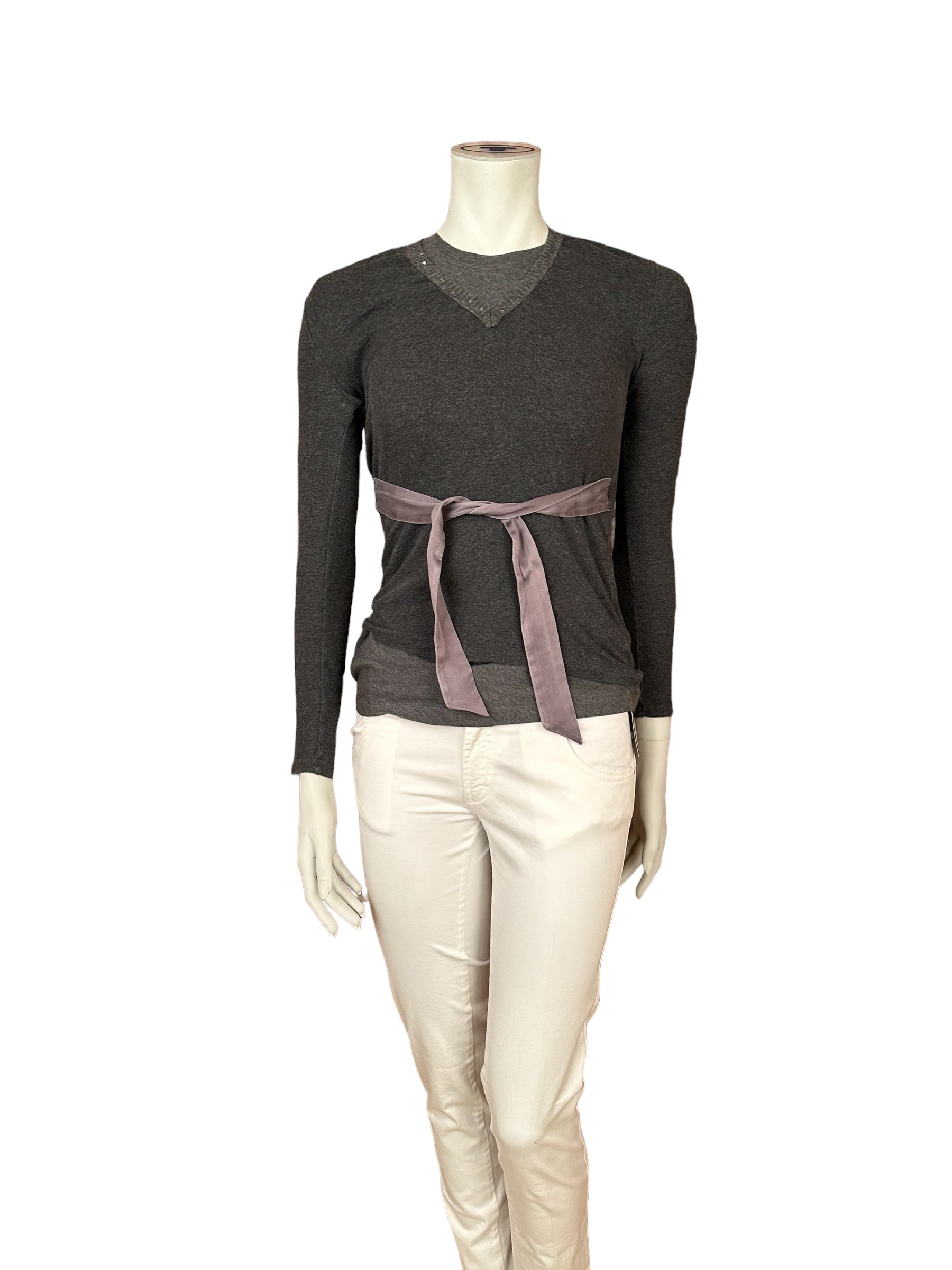 Brunello Cucinelli Pull long top à paillettes, cachemire et soie
