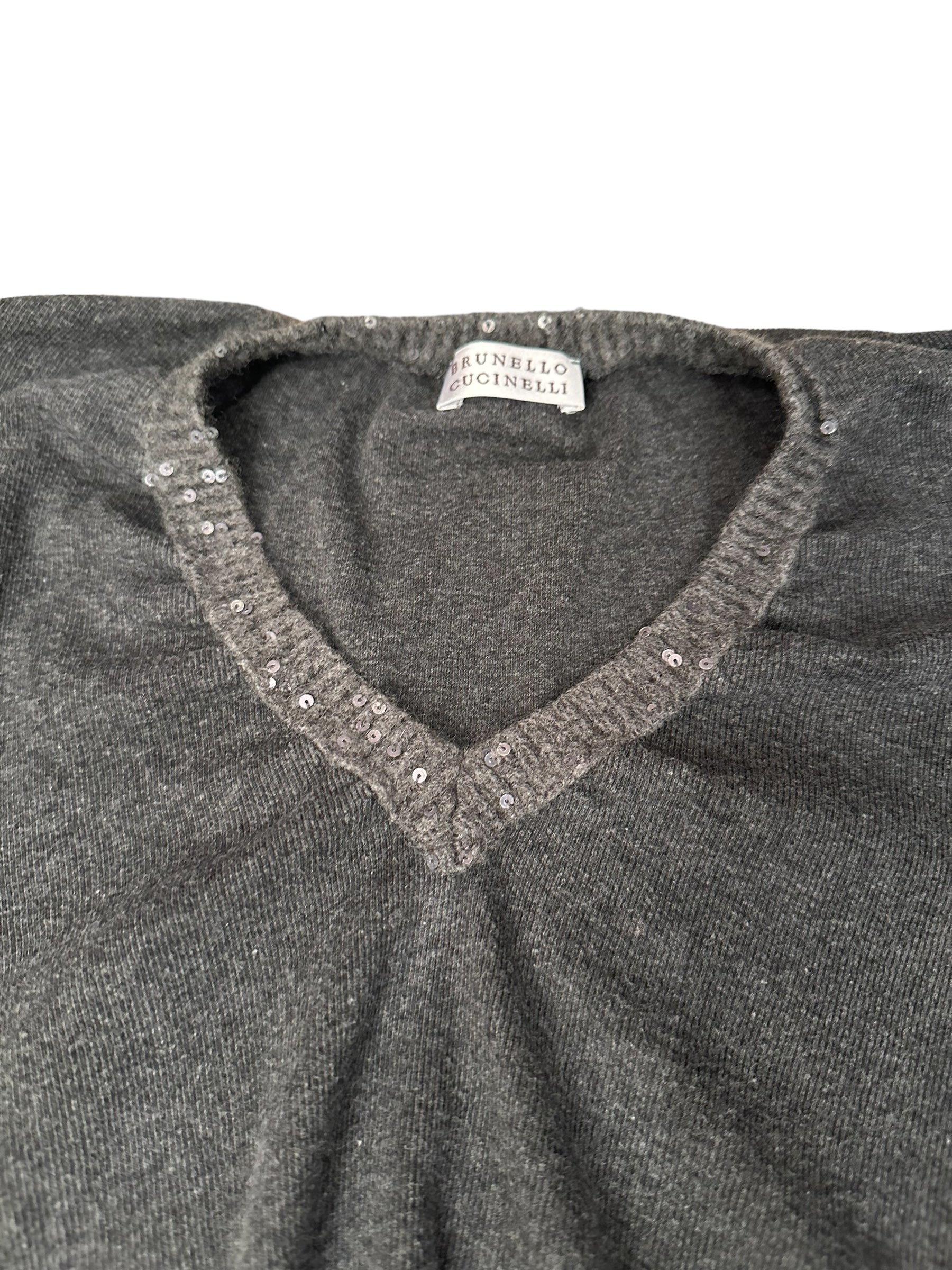Brunello Cucinelli Pull long top à paillettes, cachemire et soie