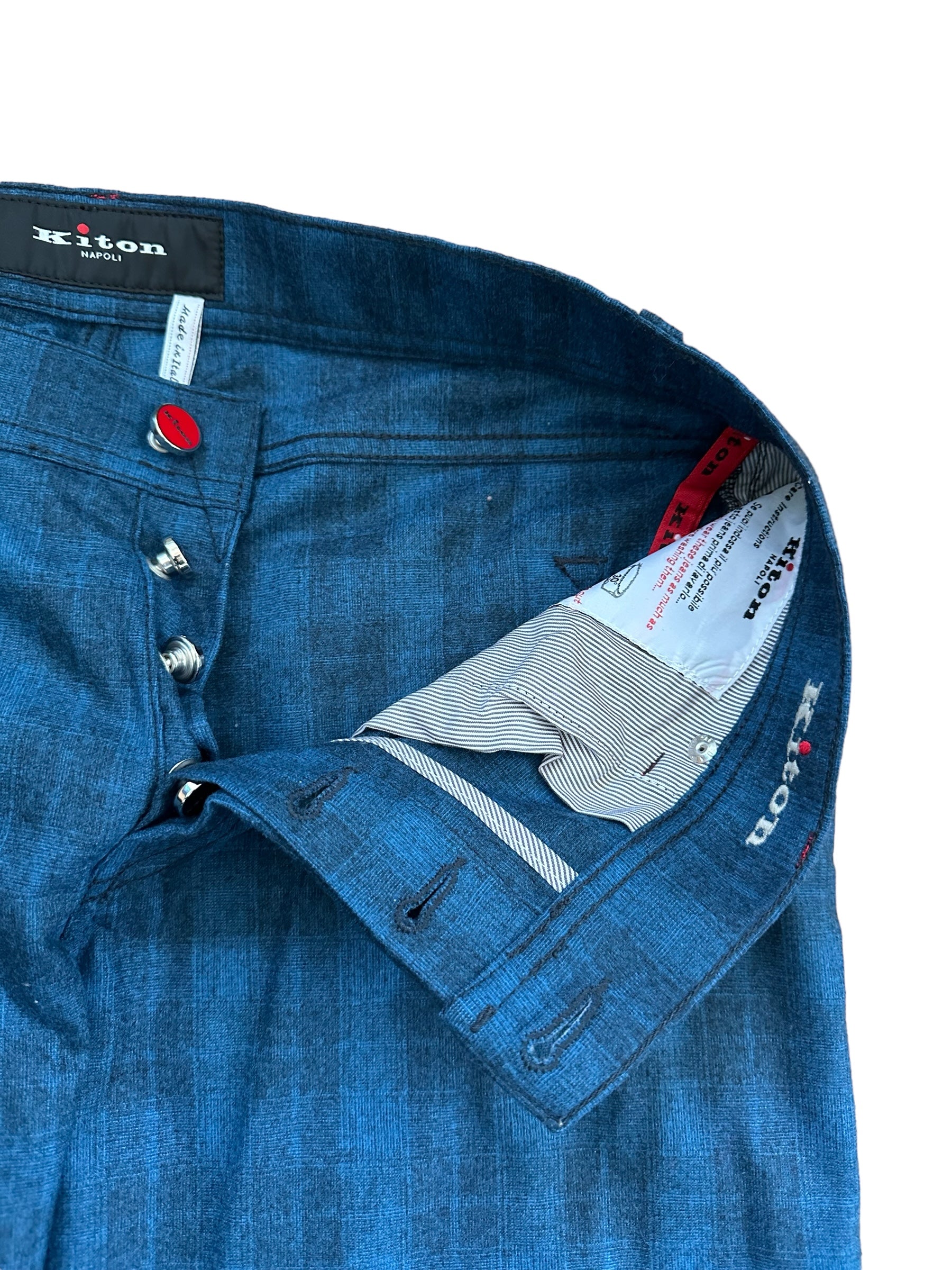 Kiton Hose Wolle mit Kaschmir 34 (33) blau neu