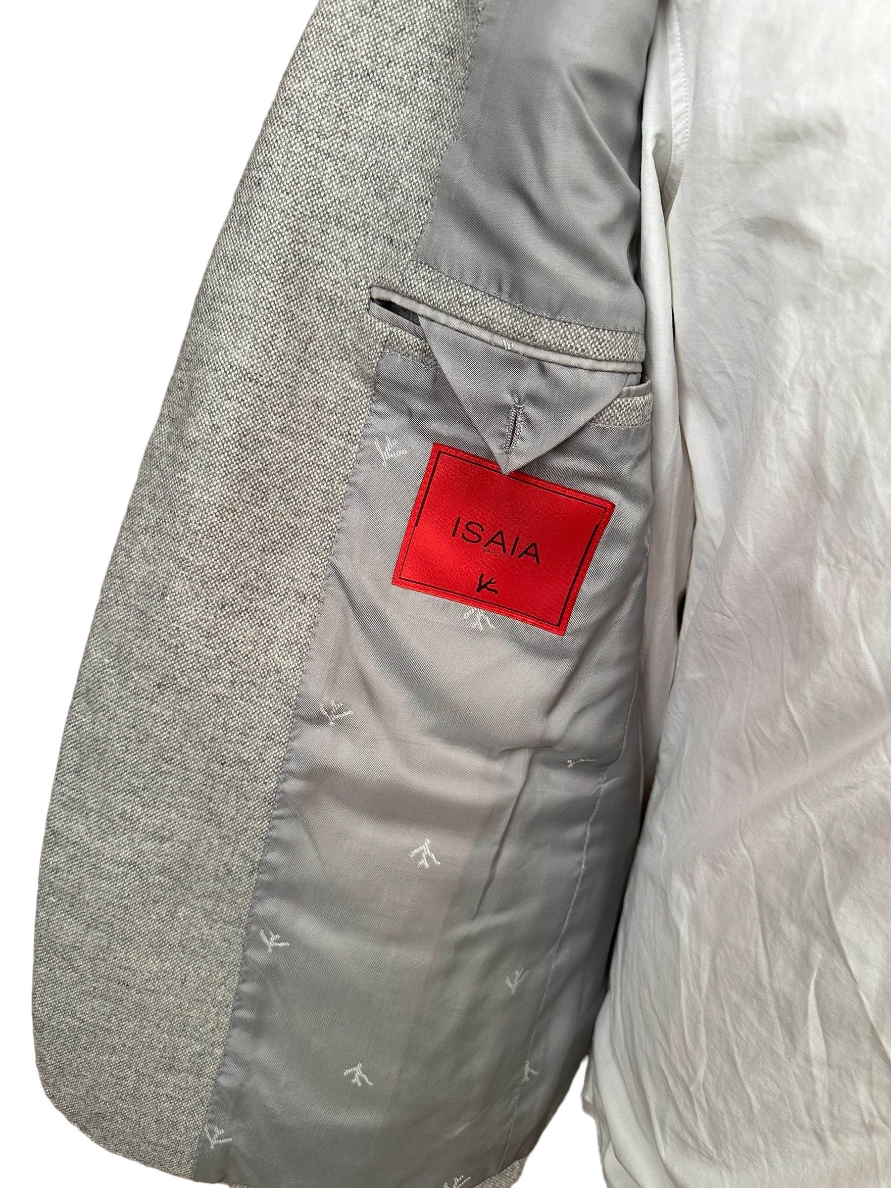 Isaia blouson blazer 48 gris aquawool