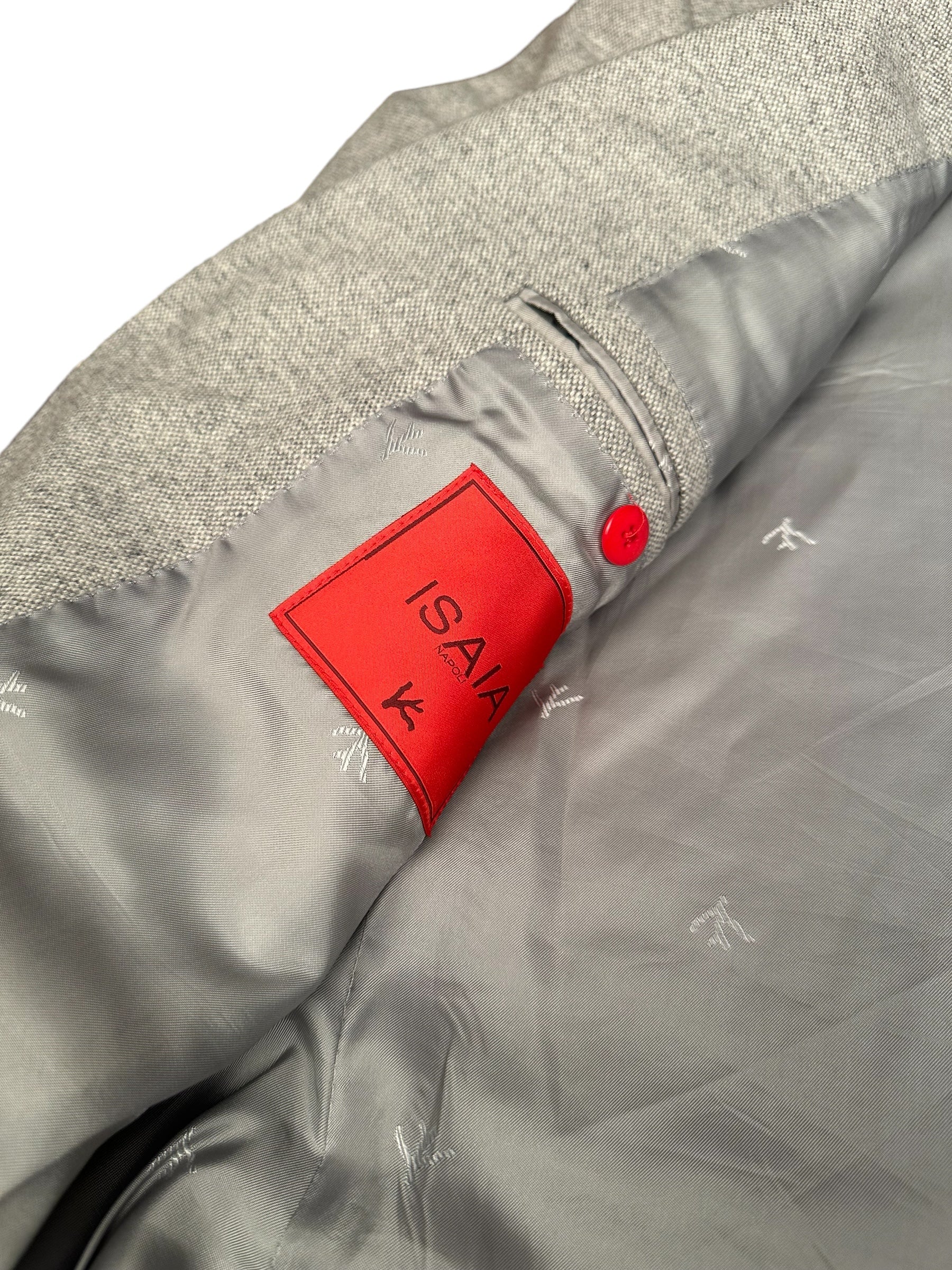 Isaia blouson blazer 48 gris aquawool