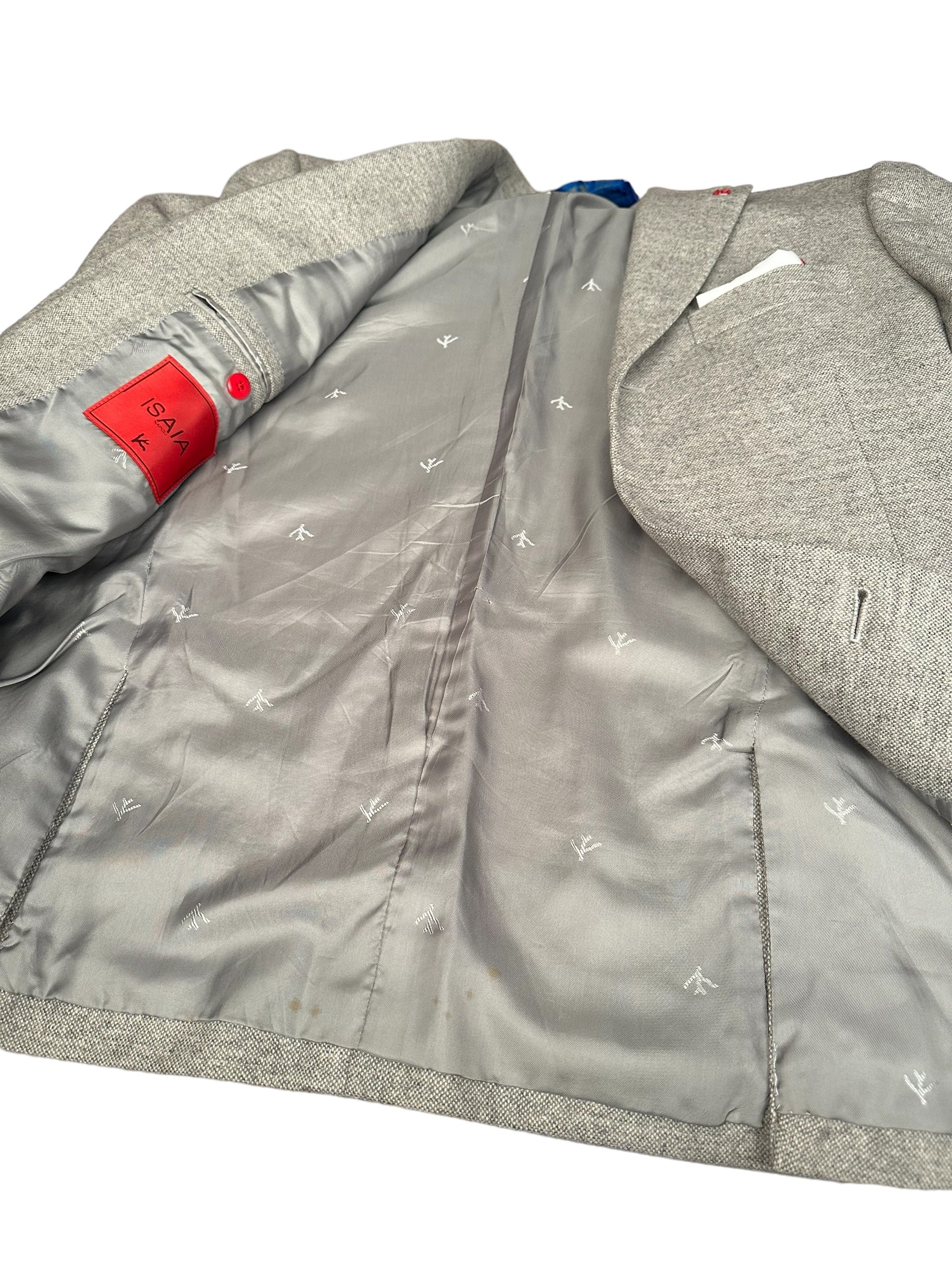 Isaia blouson blazer 48 gris aquawool