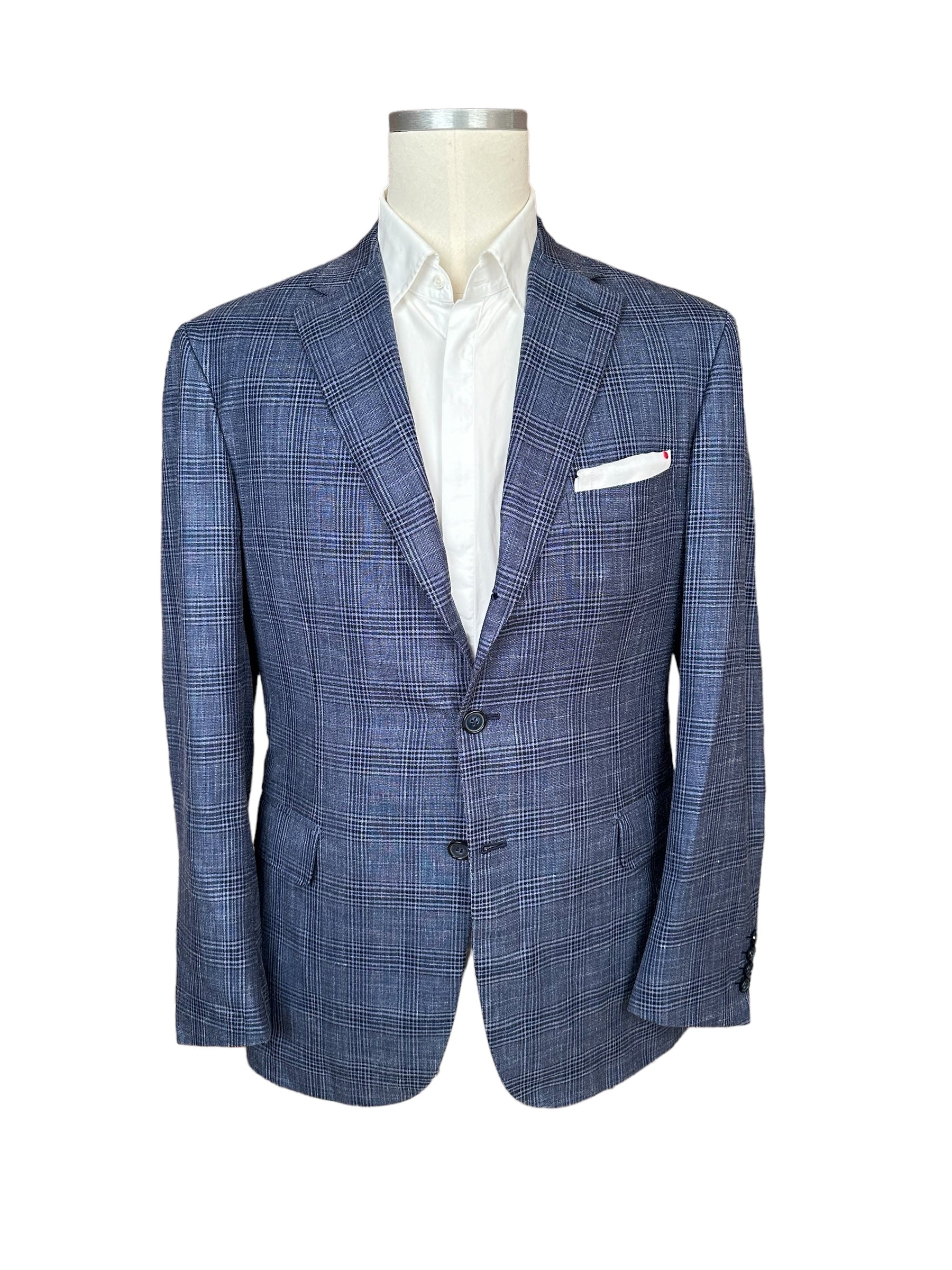 Brioni Veste Blazer bleu 52 nouveau Veste d'été soie/lin