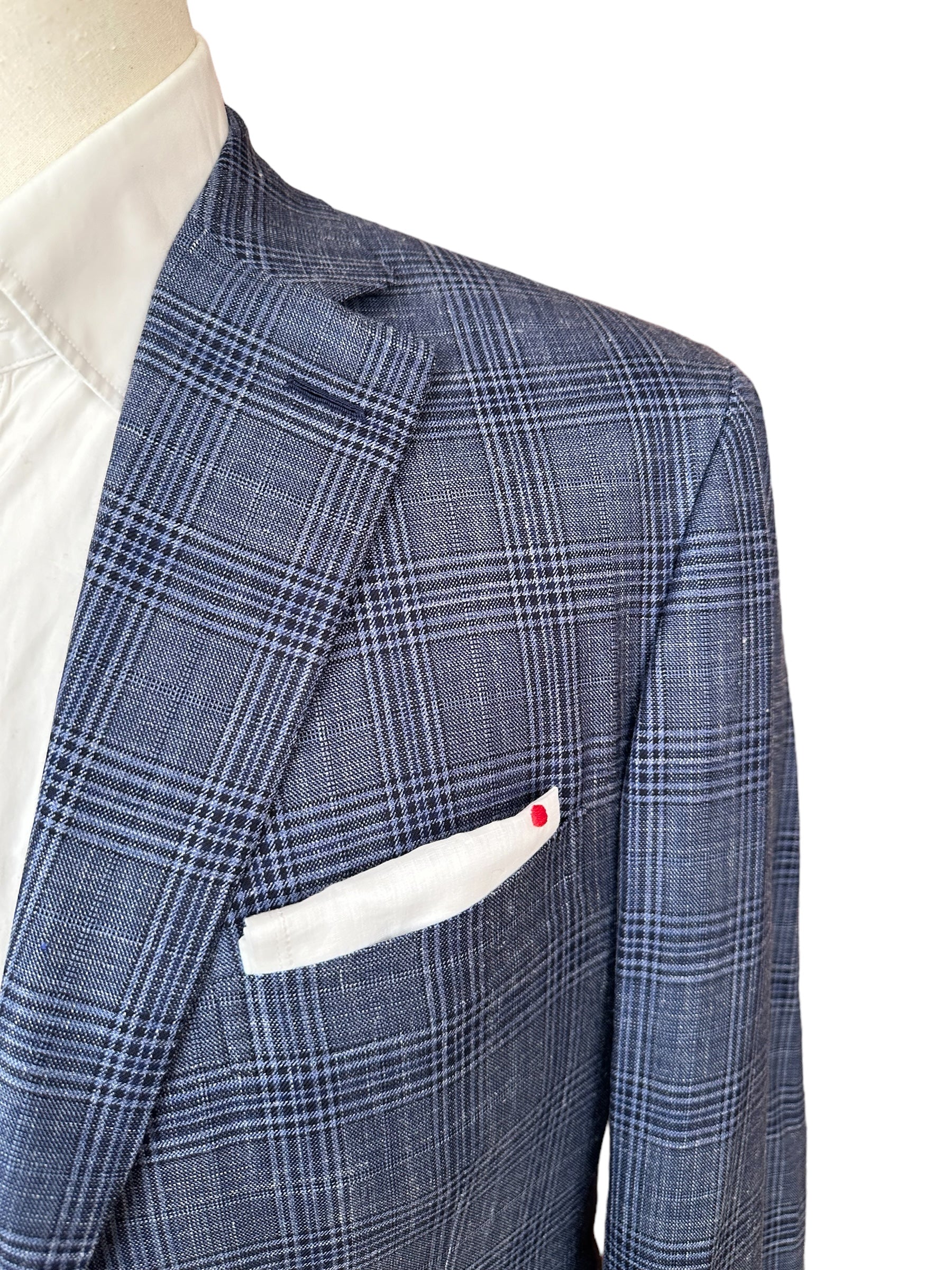 Brioni Veste Blazer bleu 52 nouveau Veste d'été soie/lin
