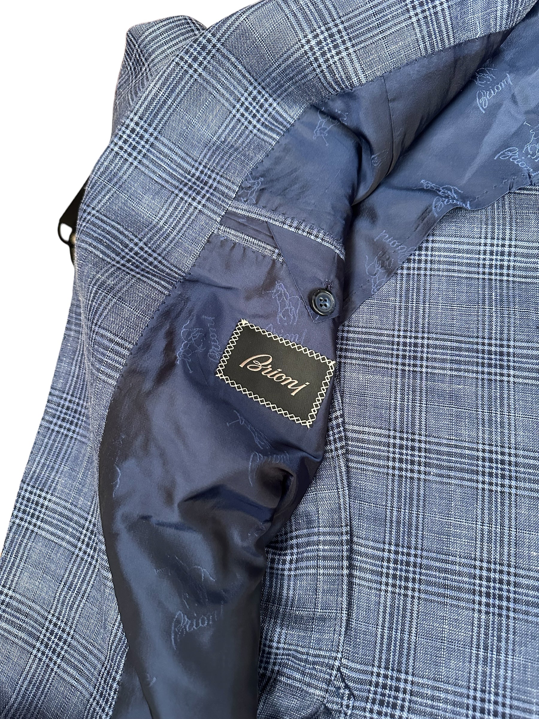 Brioni Veste Blazer bleu 52 nouveau Veste d'été soie/lin