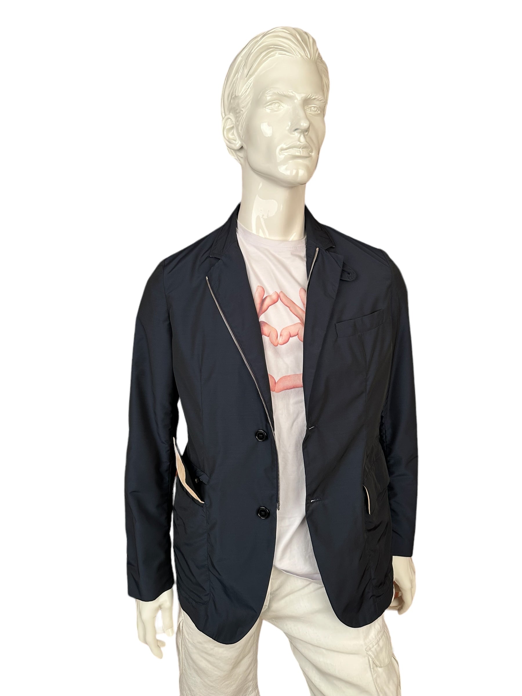 ISAIA Veste 48 S/M bleu avec daim
