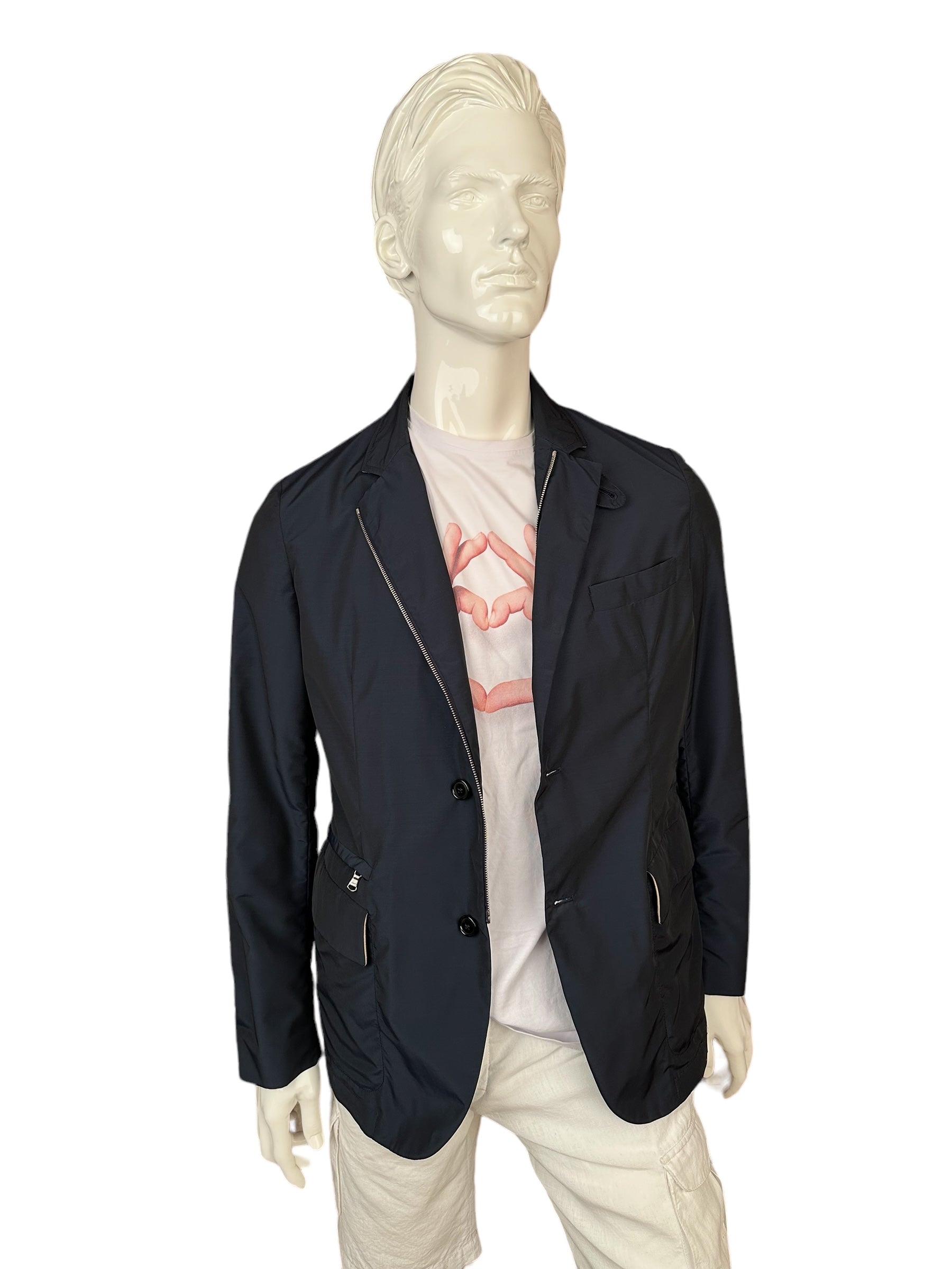 ISAIA Veste 48 S/M bleu avec daim