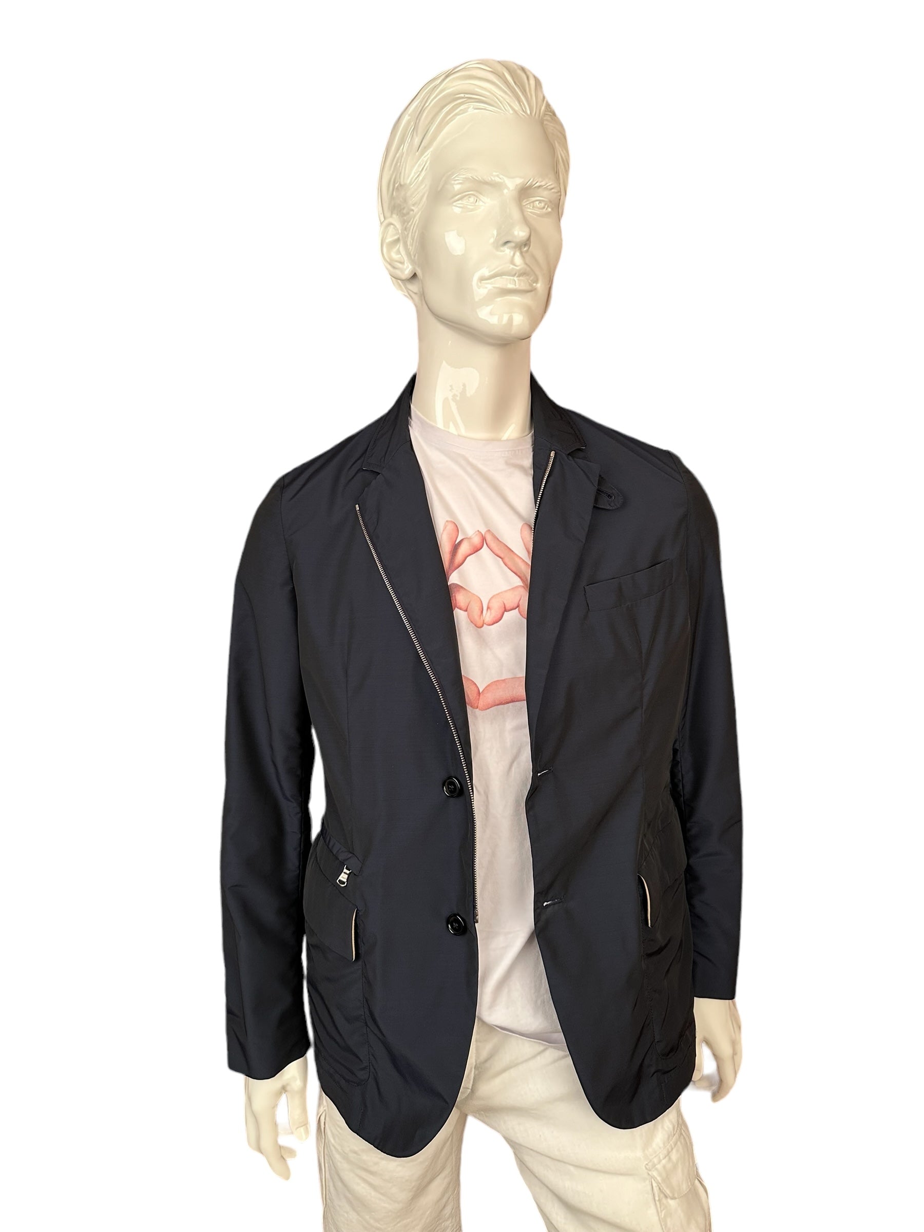 ISAIA Veste 48 S/M bleu avec daim