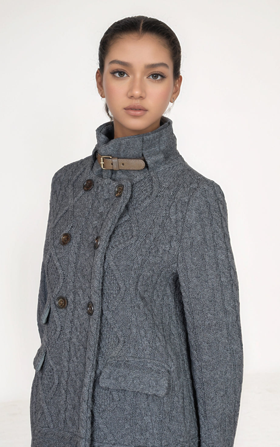 Brunello Cucinelli coat cashmere ladies brown silk insert
