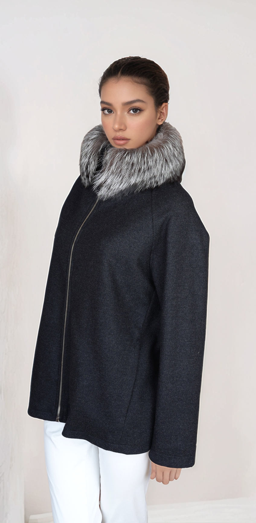 Brunello Cucinelli Manteau Cachemire Femme Marron Incrustation de soie