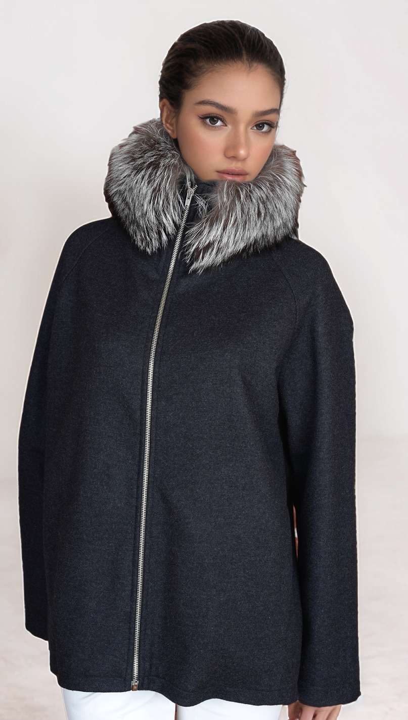 Brunello Cucinelli Manteau Cachemire Femme Marron Incrustation de soie