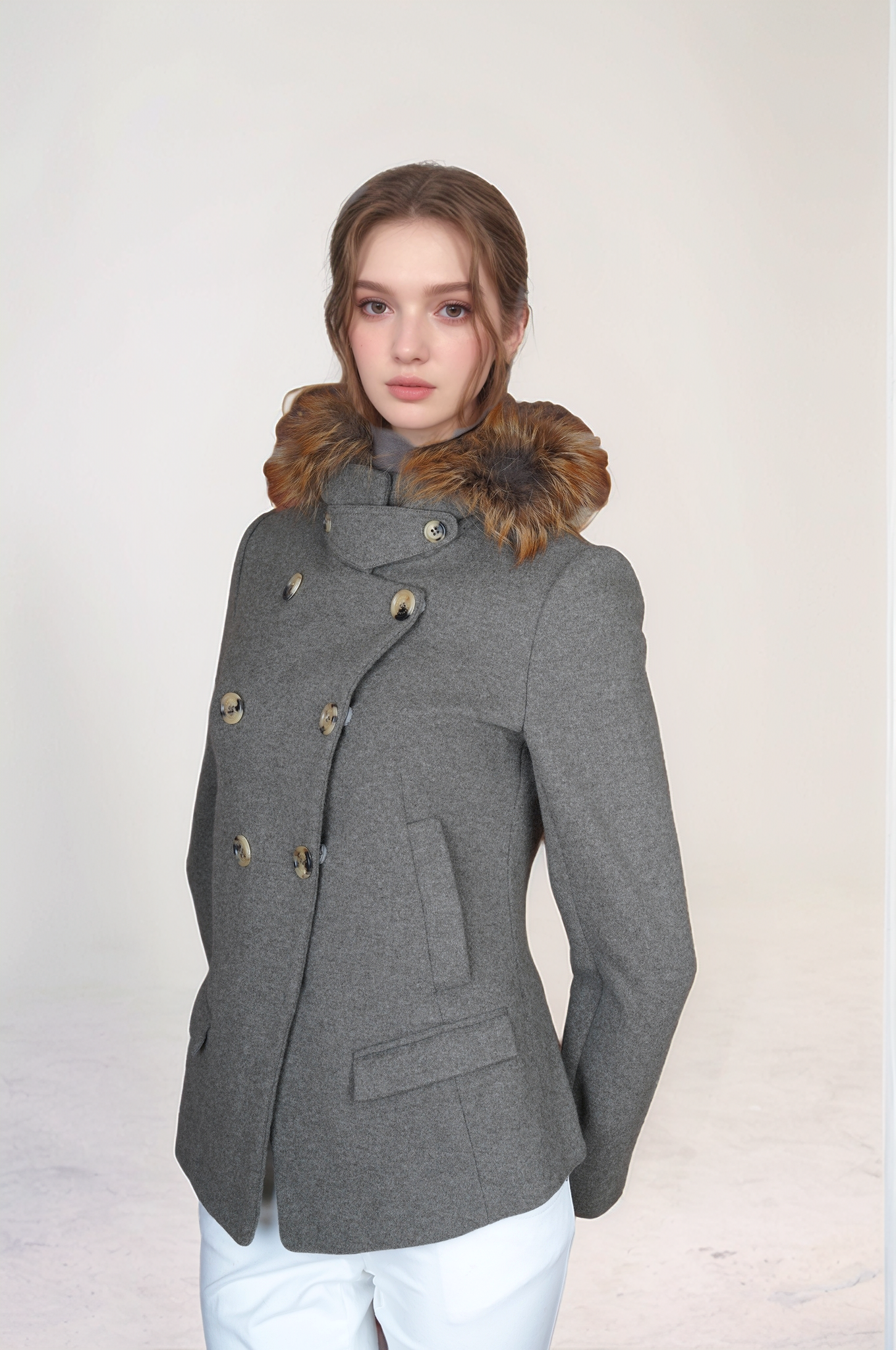 Brunello Cucinelli Manteau Cachemire Femme Marron Incrustation de soie