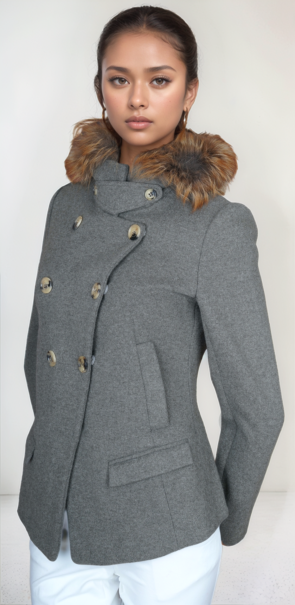 Brunello Cucinelli Manteau Cachemire Femme Marron Incrustation de soie