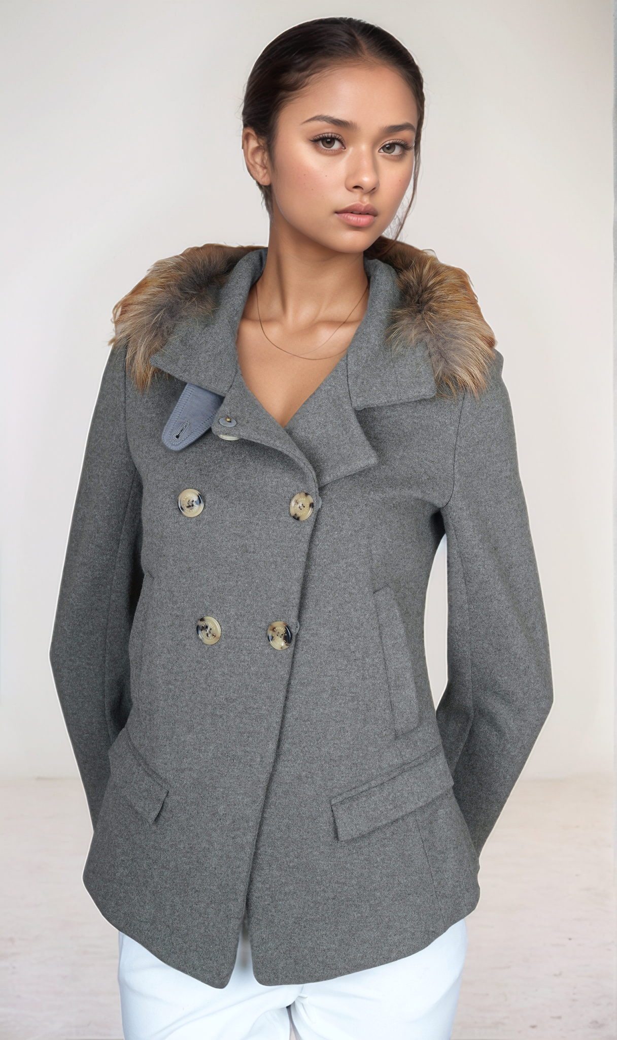 Brunello Cucinelli Manteau Cachemire Femme Marron Incrustation de soie