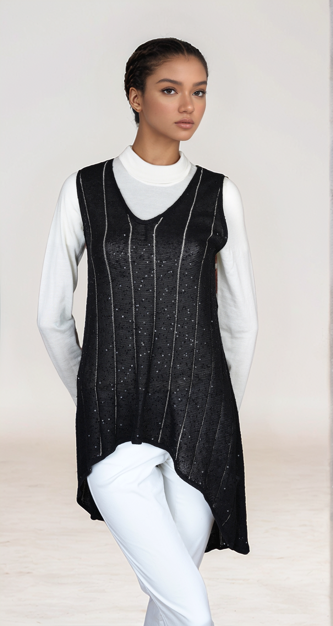 Brunello Cucinelli Strickkleid Leinen/Seide Dazzling Kleid schwarz