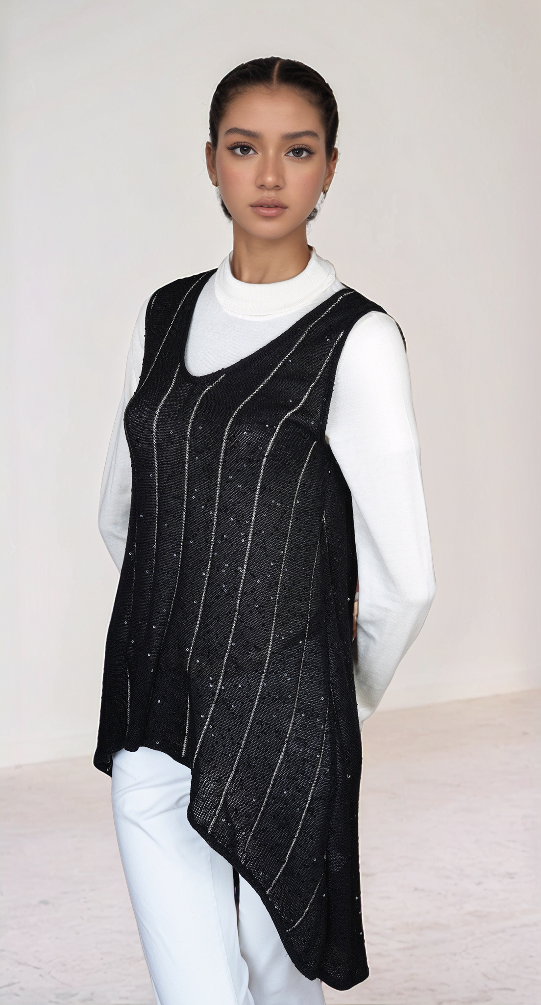 Brunello Cucinelli Strickkleid Leinen/Seide Dazzling Kleid schwarz