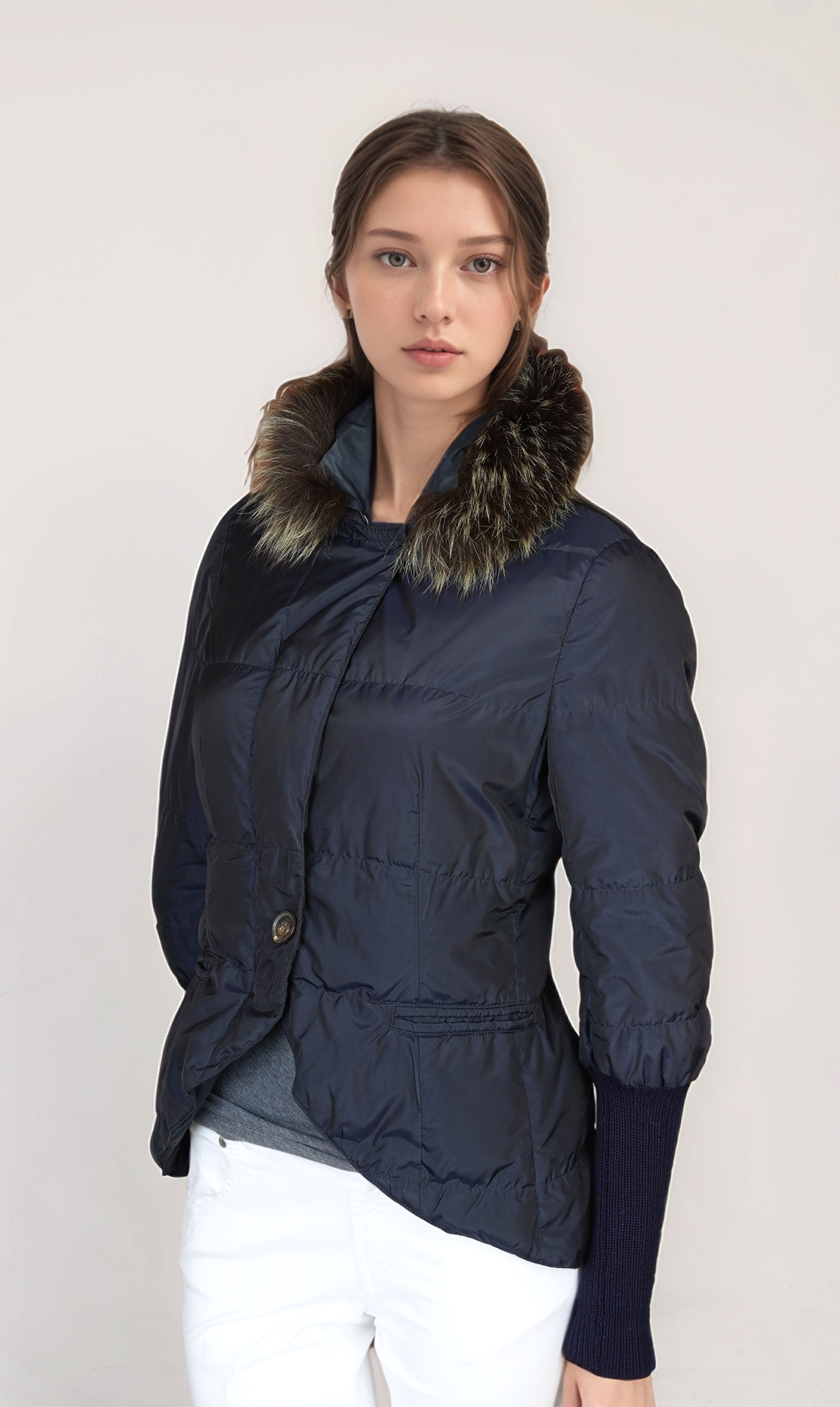 Brunello Cucinelli Manteau Cachemire Femme Marron Incrustation de soie