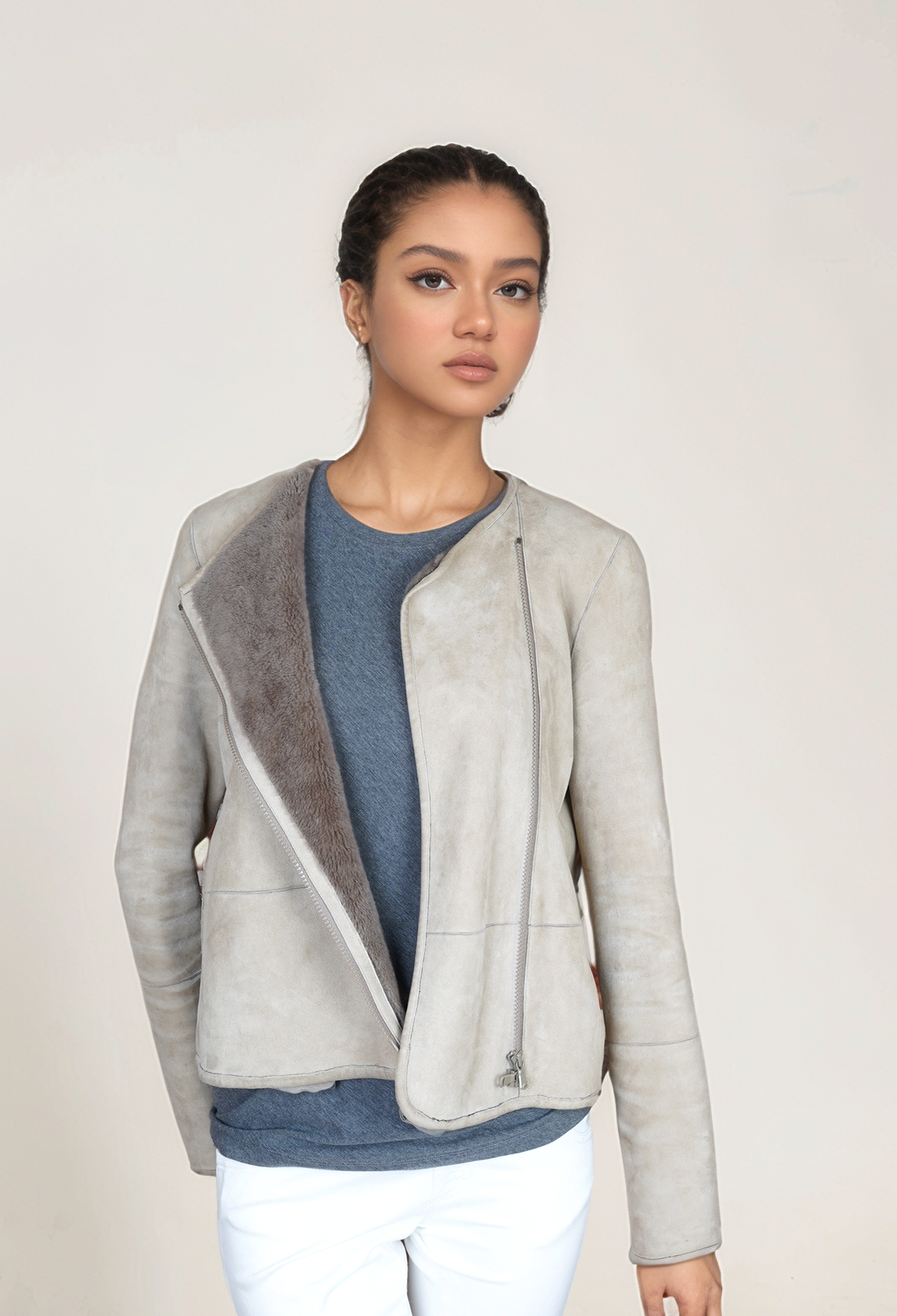 Brunello Cucinelli Manteau Cachemire Femme Marron Incrustation de soie
