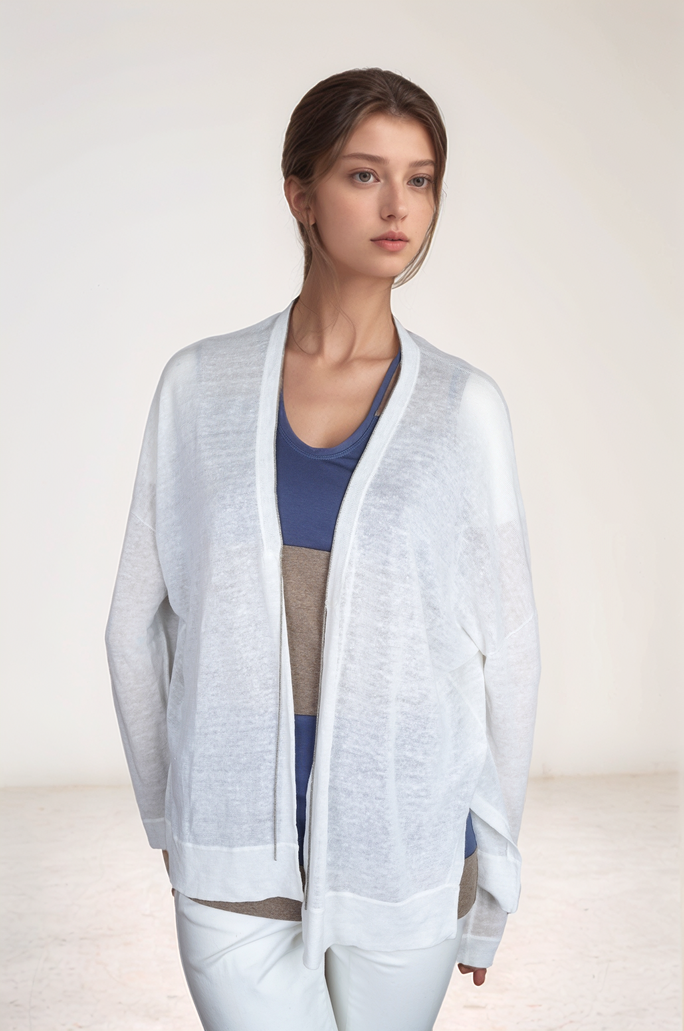 Brunello Cucinelli Cardigan Veste Femme Lin/Soie Dazzling