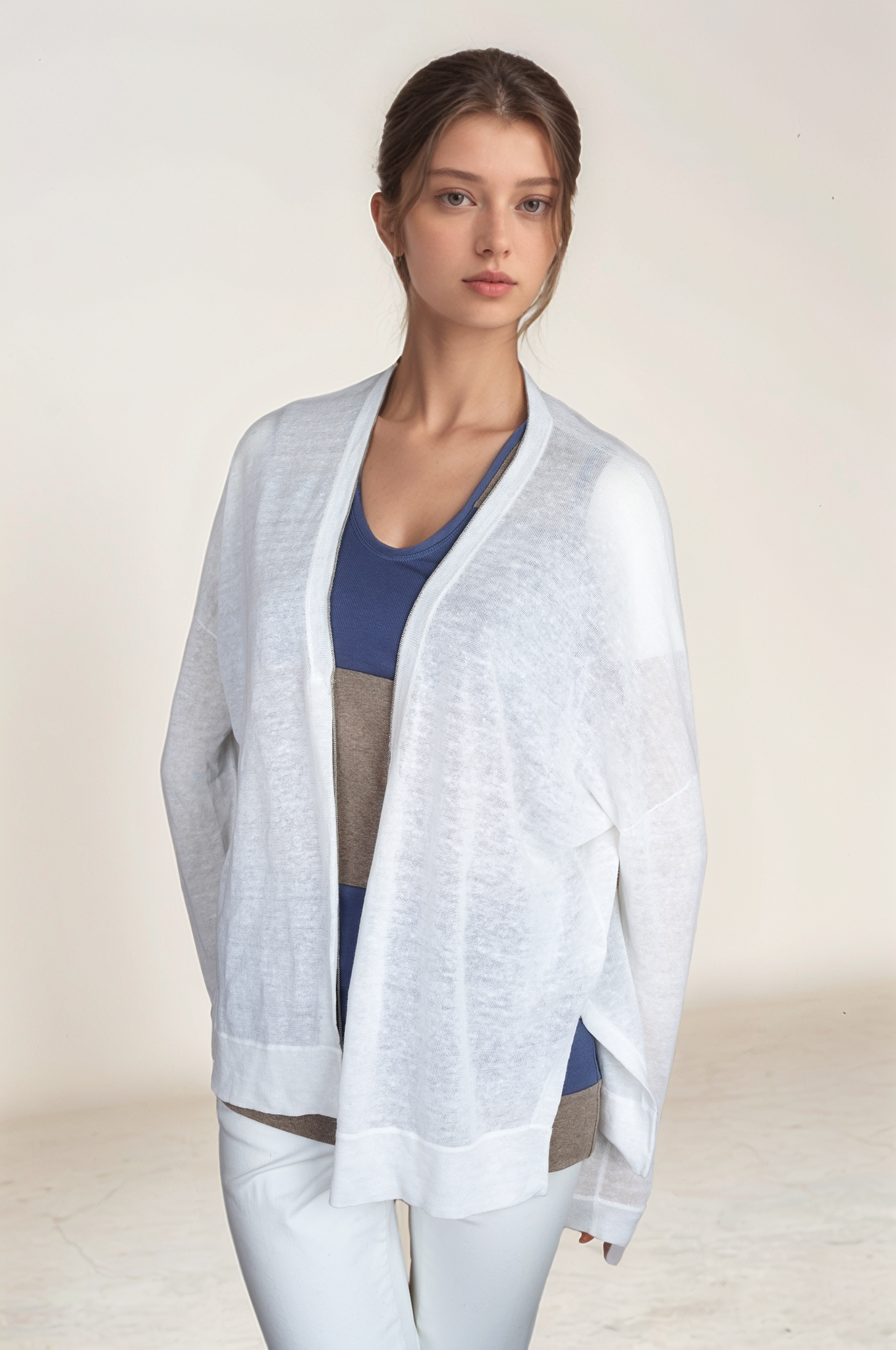 Brunello Cucinelli Cardigan Veste Femme Lin/Soie Dazzling