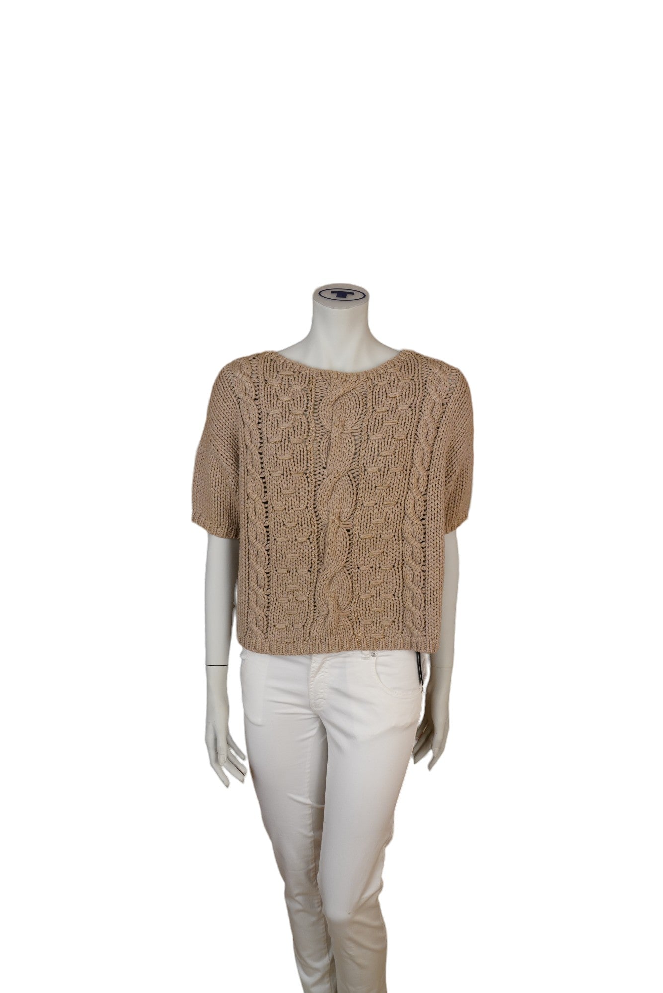 Brunello Cucinelli Dazzling Strickshirt Pullover in Zopfstrick mit Messingdetails