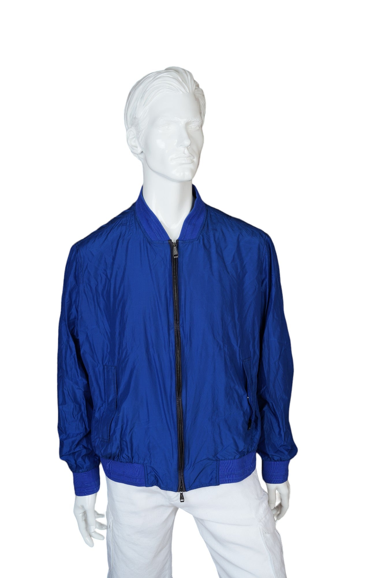 Brioni Bomberjacke Blouson Seide blau neu XXL XXXL