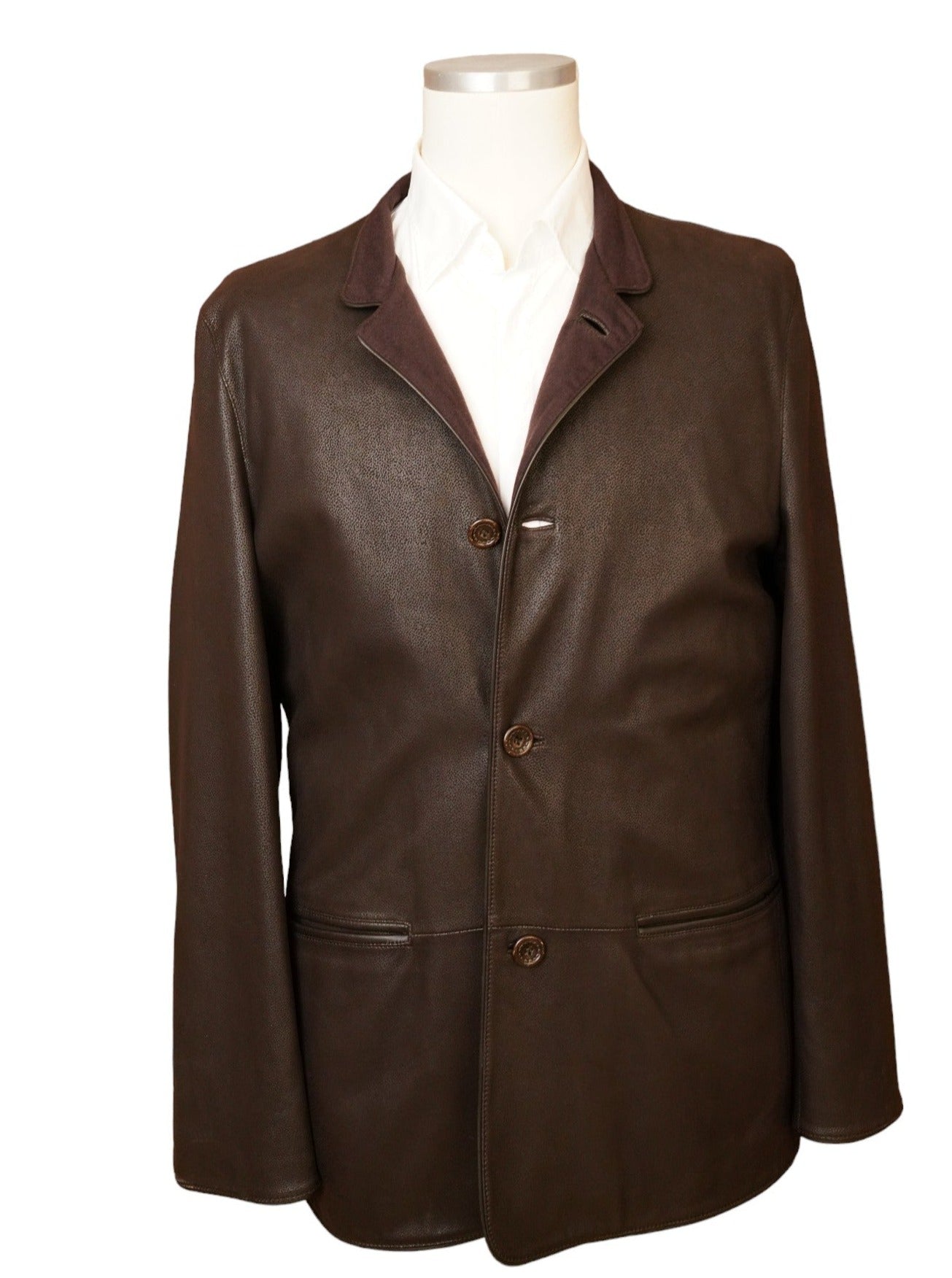 Ermenegildo Zegna leather jacket brown nappa leather with cashmere 50 (M)