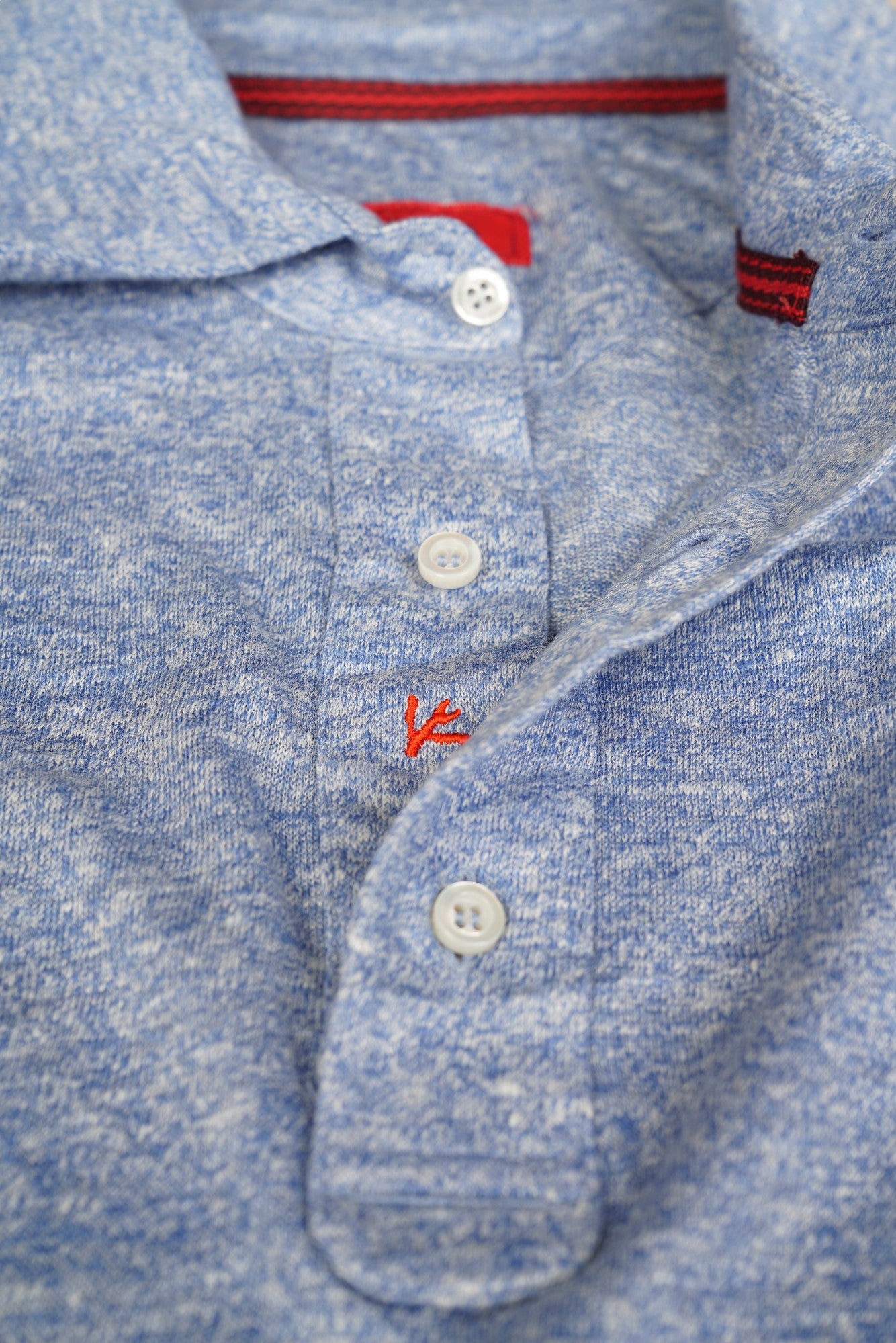 Isaia Polo Linen Summer Blue