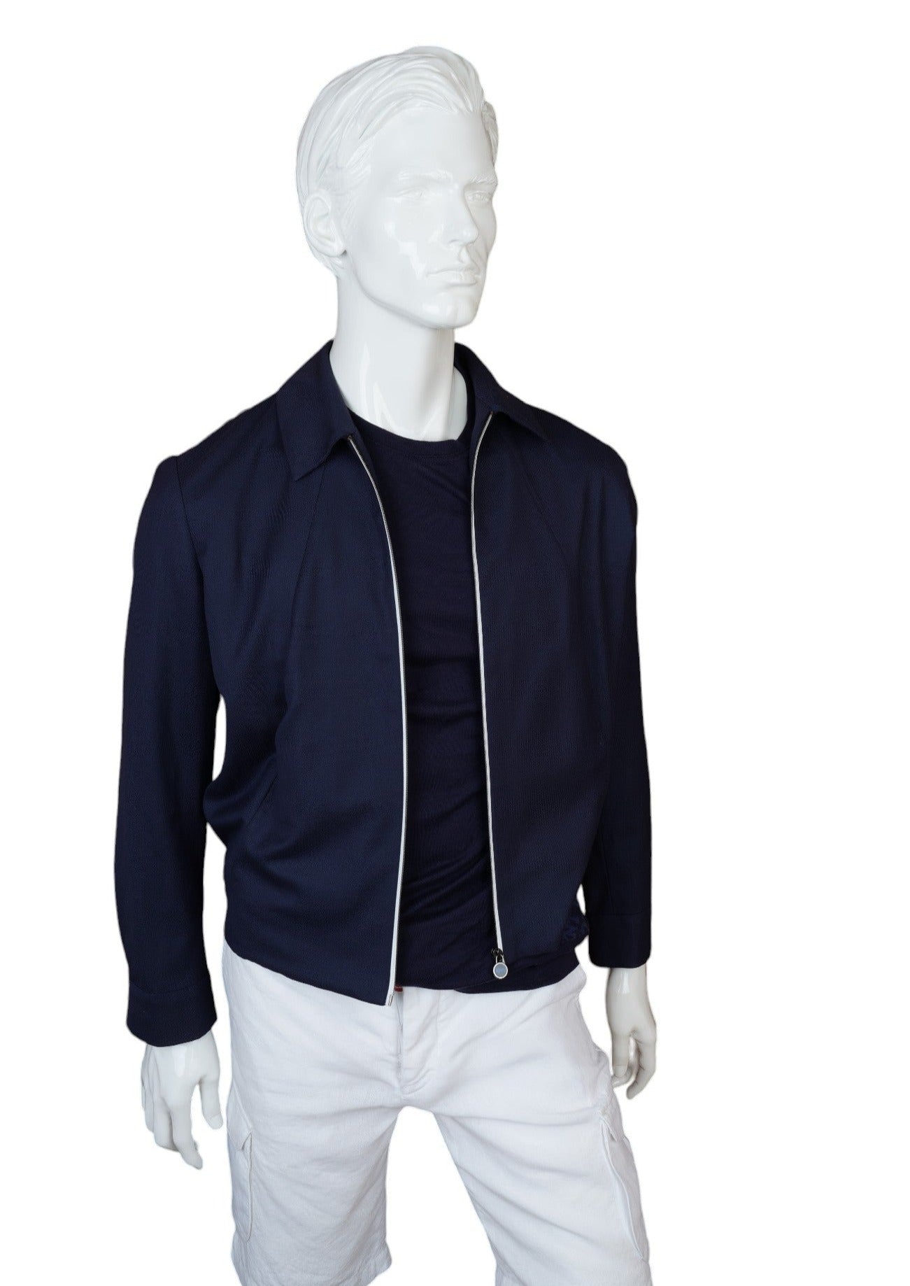 Kiton KNT Jacke Wolle blau Sommerjacke Mantel