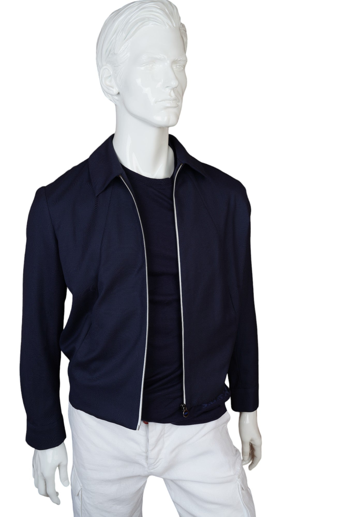 Kiton KNT Jacke Wolle blau Sommerjacke Mantel