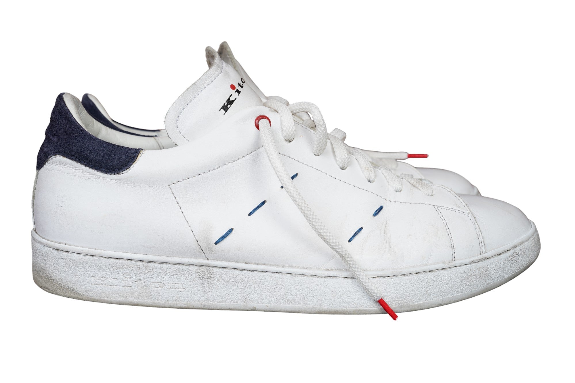 Kiton Sneaker leather white 44 UK 10 little worn Art.No.:12390