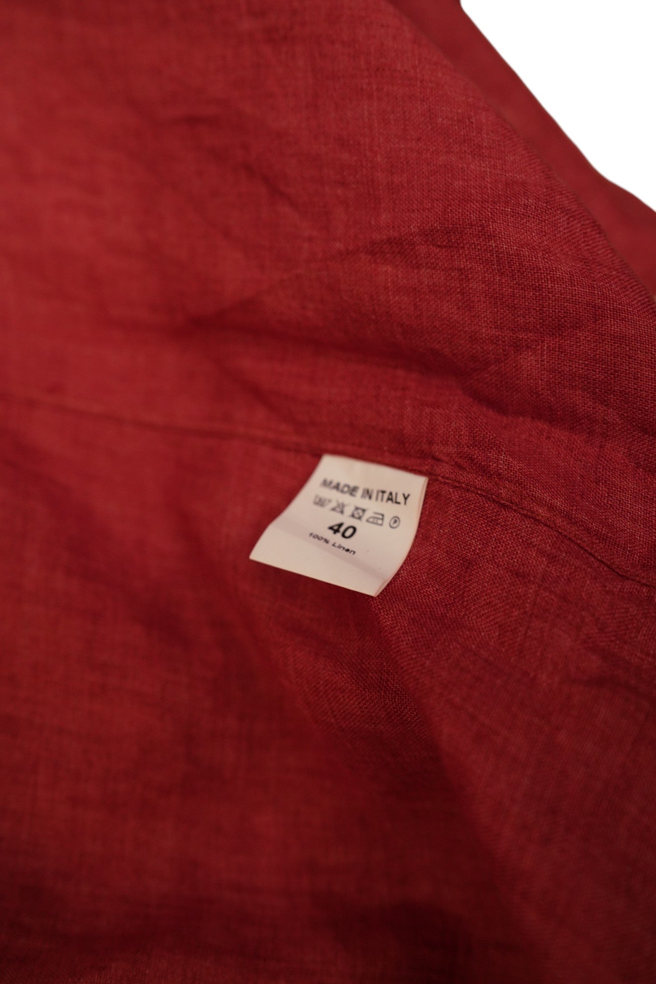 Isaia shirt linen red summer new 40