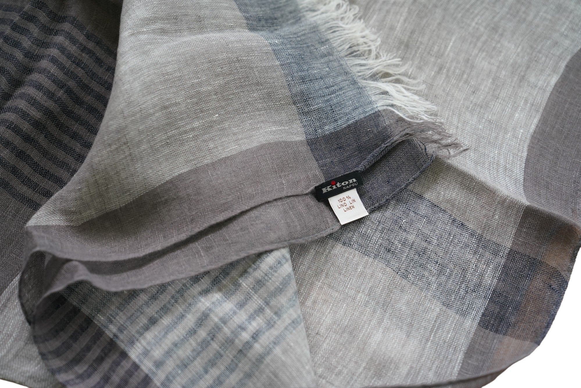 Kiton scarf summer scarf linen 75x 200 cm with fringes